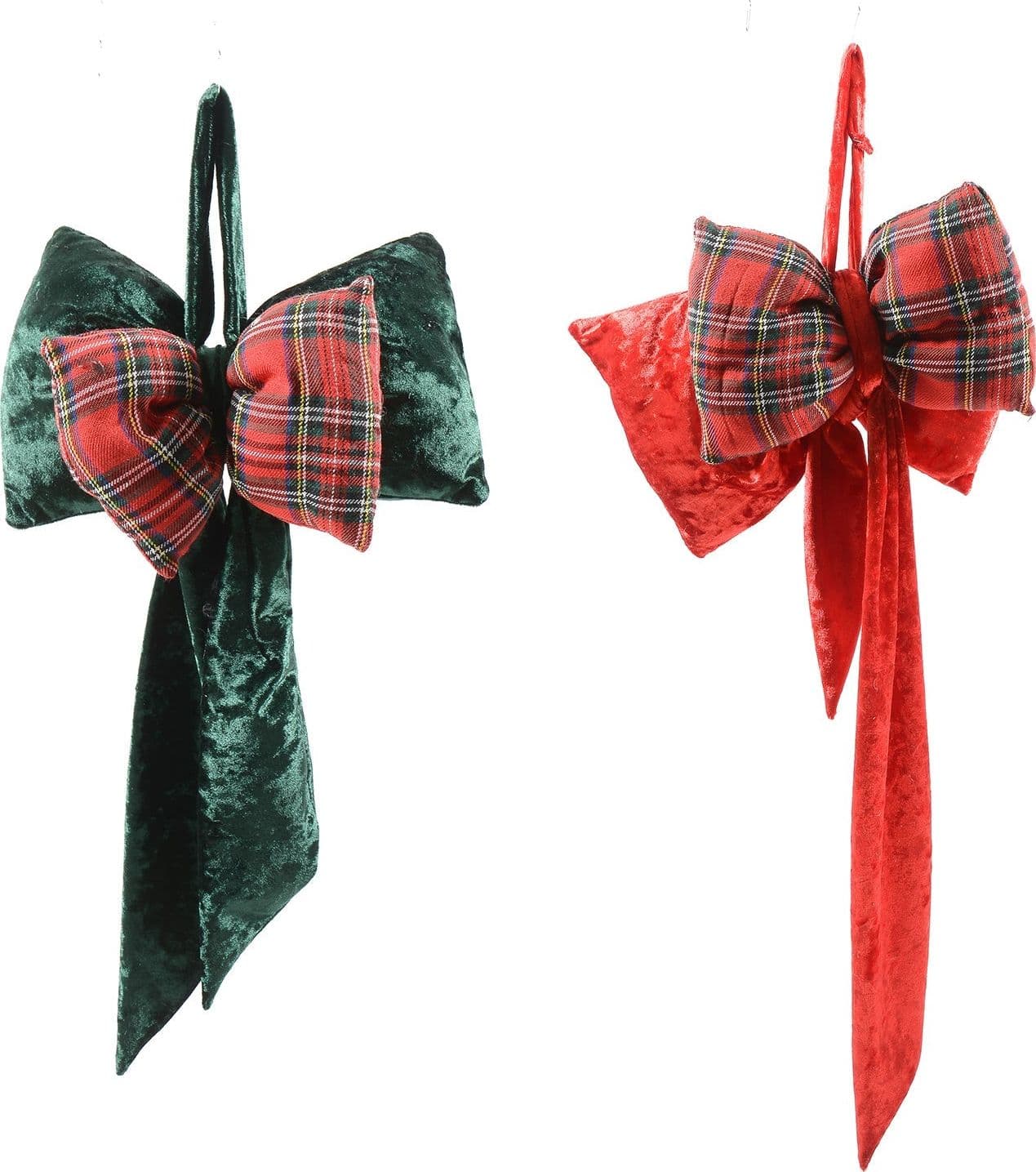 Fiocco imbottito in tessuto decorazione natalizia per albero e ghirlanda dietro porta h 60 cm - 2