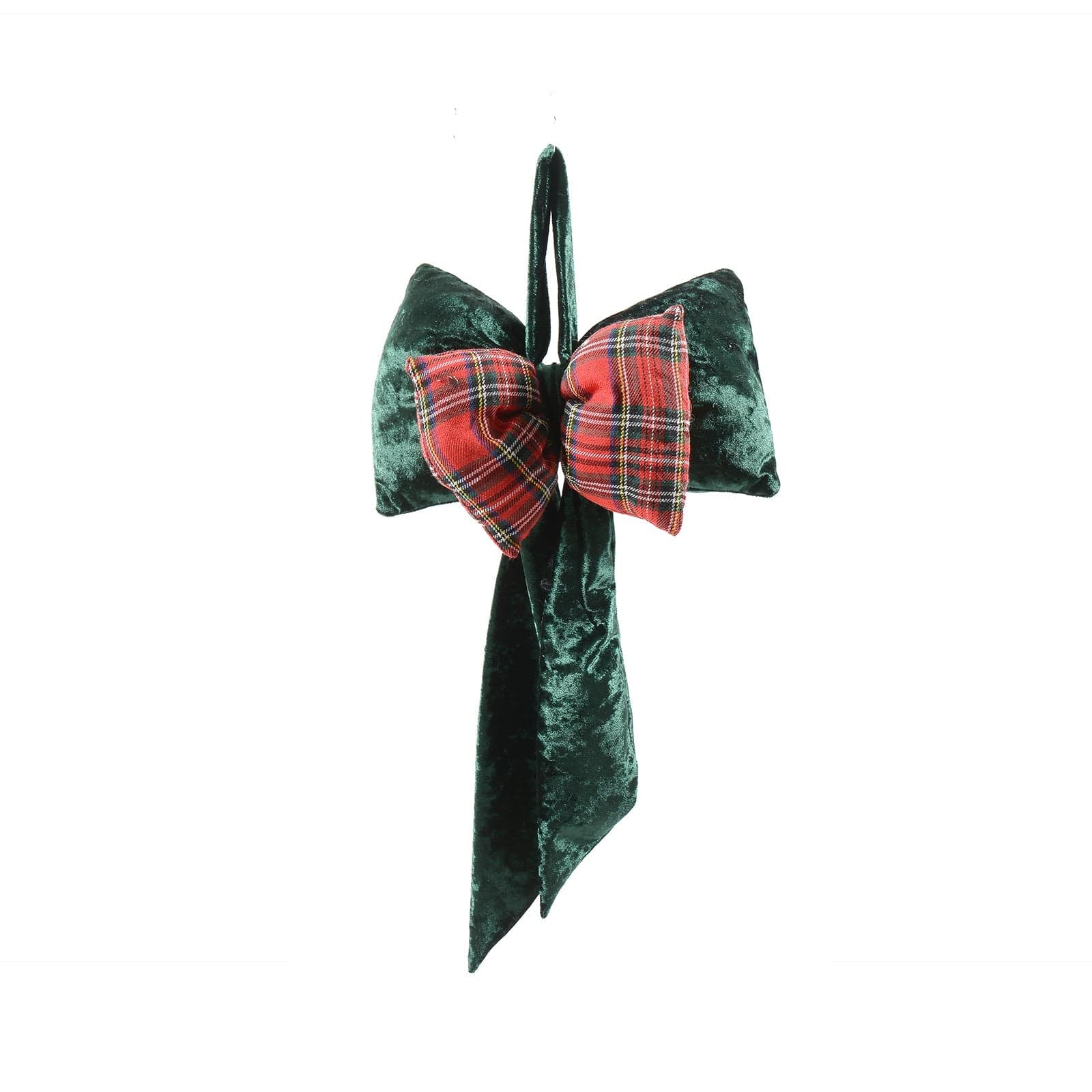 Fiocco imbottito in tessuto decorazione natalizia per albero e ghirlanda dietro porta h 60 cm - 3