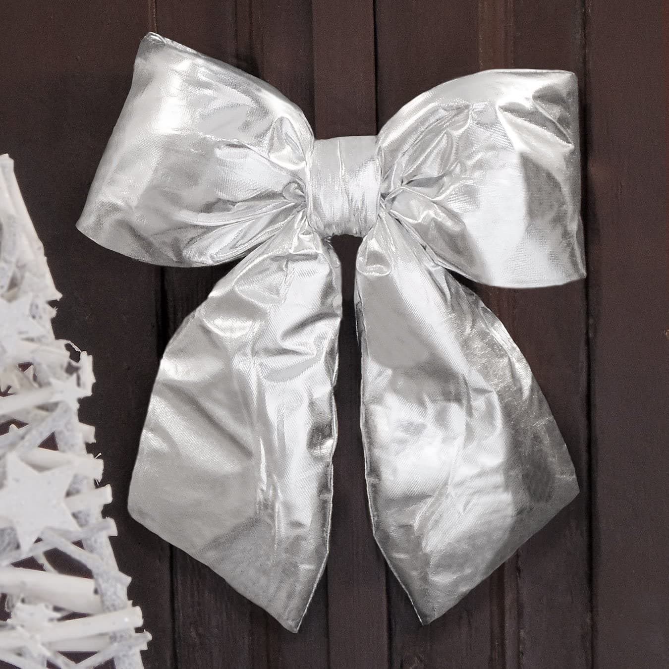 Fiocco Argento imbottito decorazione natalizia per albero e ghirlanda dietro porta 30 cm - 2