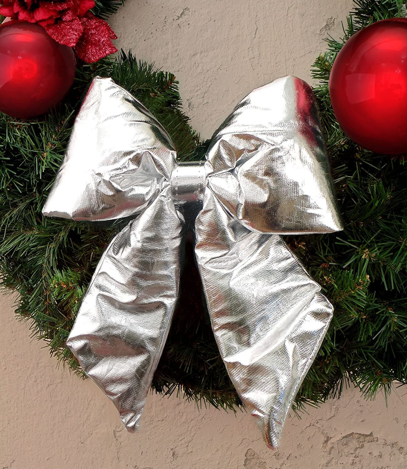 Fiocco Argento imbottito decorazione natalizia per albero e ghirlanda dietro porta 30 cm - 4