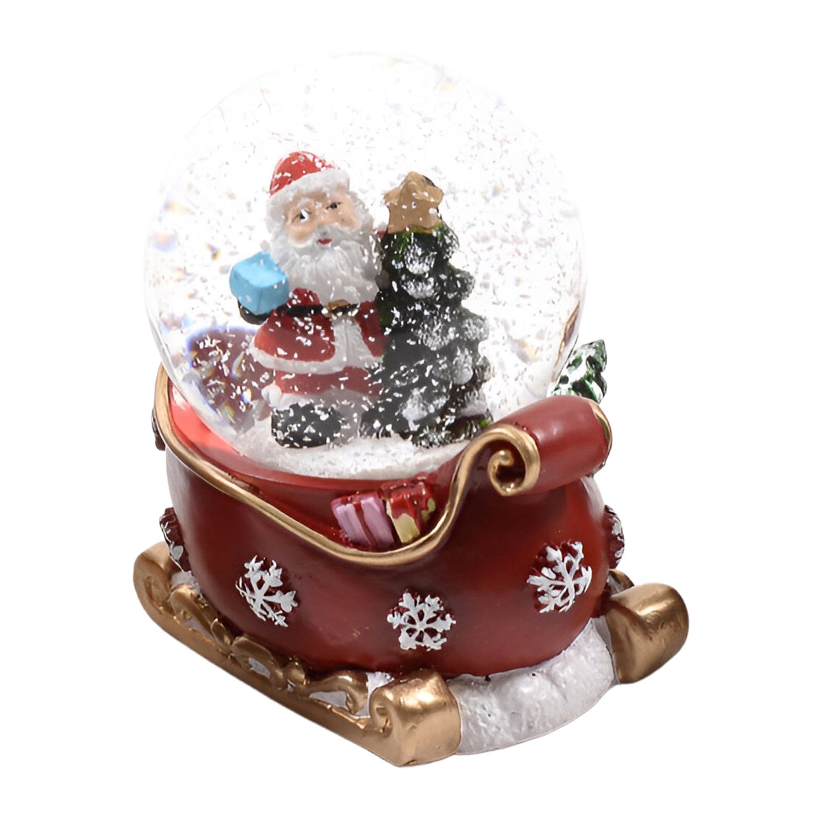 Palla di neve con "Babbo Natale su slitta" color rosso e bianco 5 x 4,5 x h 6,5 cm - 2