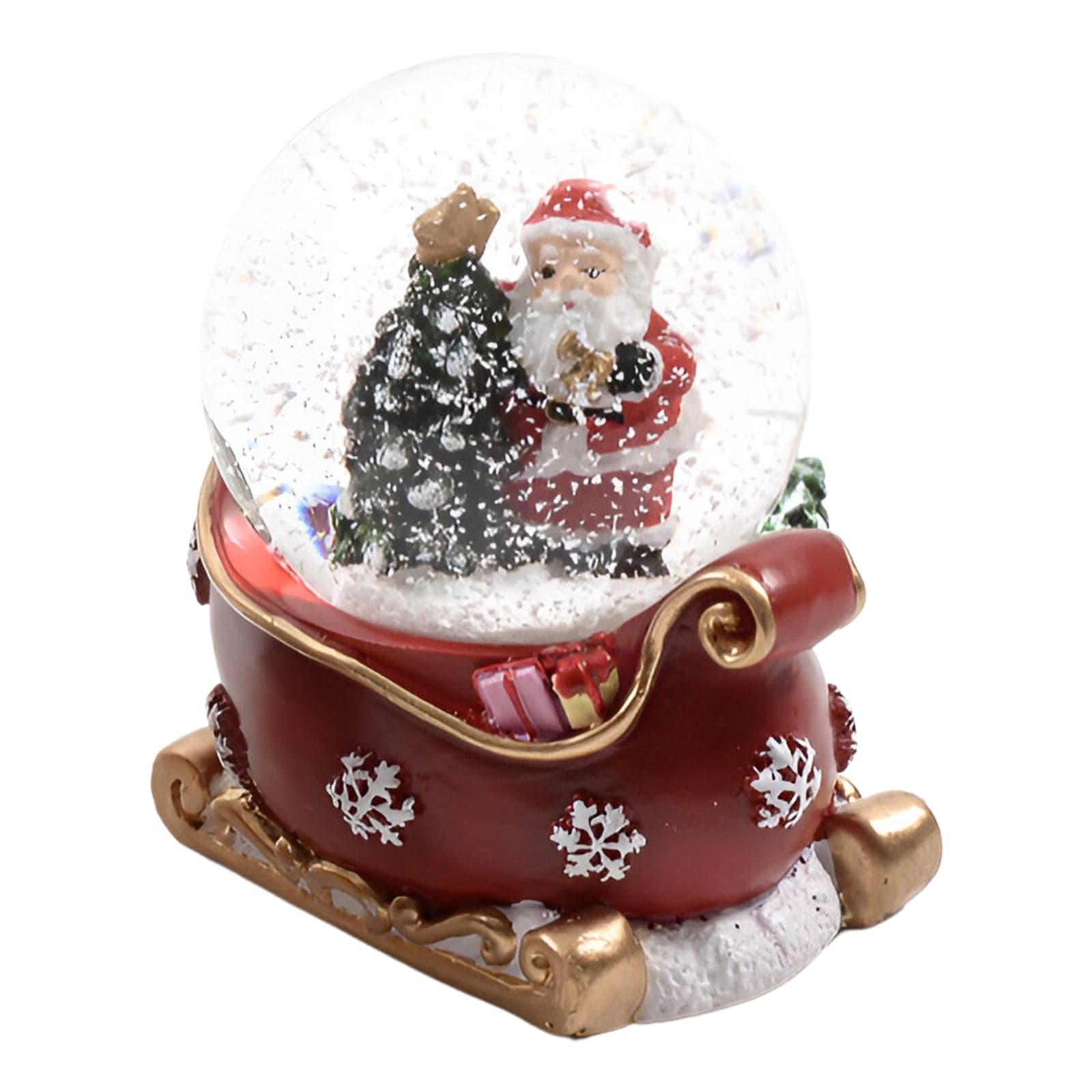 Palla di neve con "Babbo Natale su slitta" color rosso e bianco 5 x 4,5 x h 6,5 cm - 3