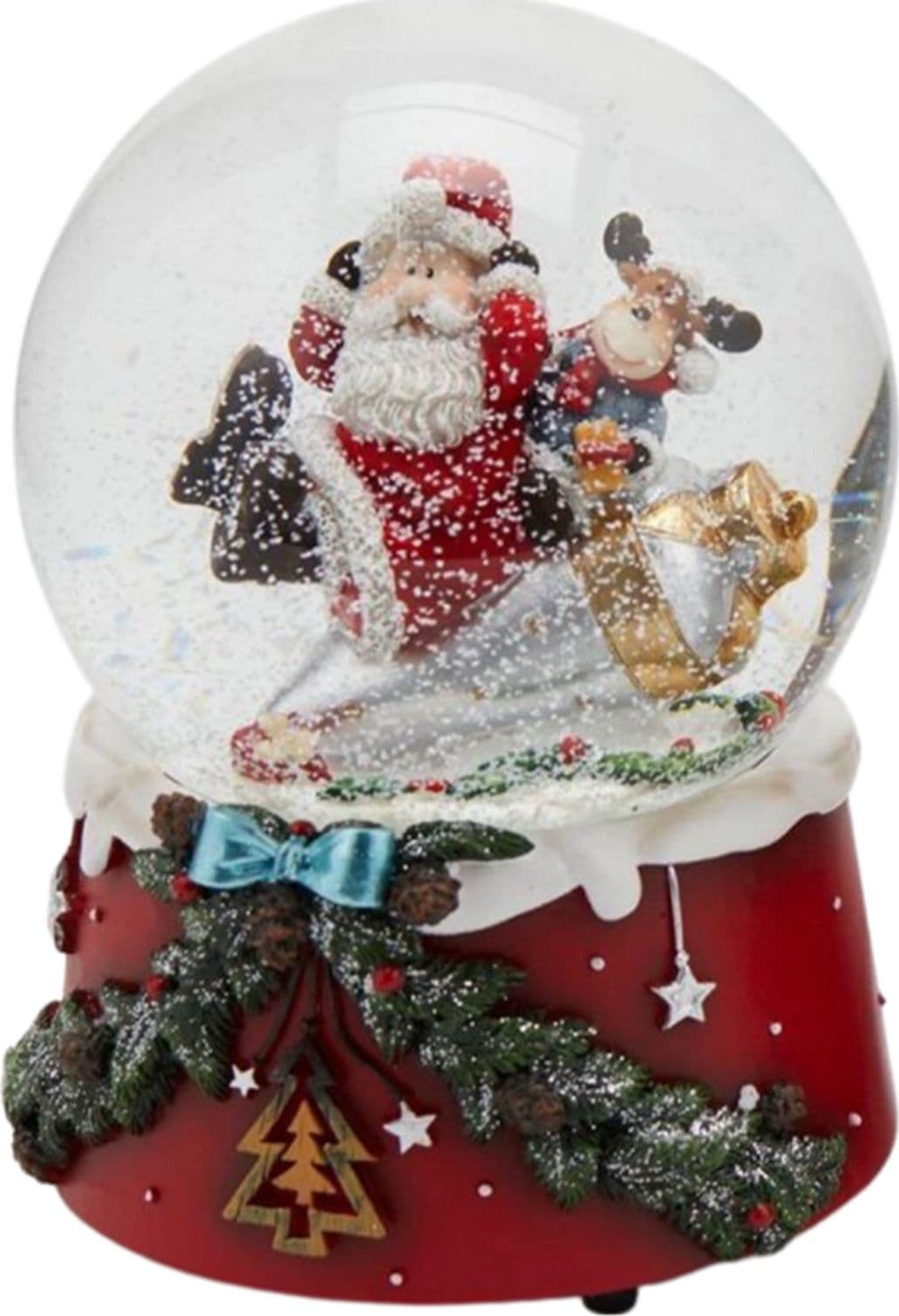 Sfera di vetro con acqua, carillon natalizio con Babbo Natale da Ø 10 x h 15 cm - 2