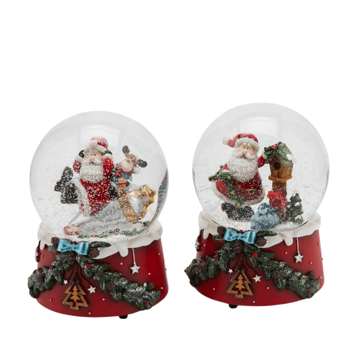 Sfera di vetro con acqua, carillon natalizio con Babbo Natale da Ø 10 x h 15 cm - 3