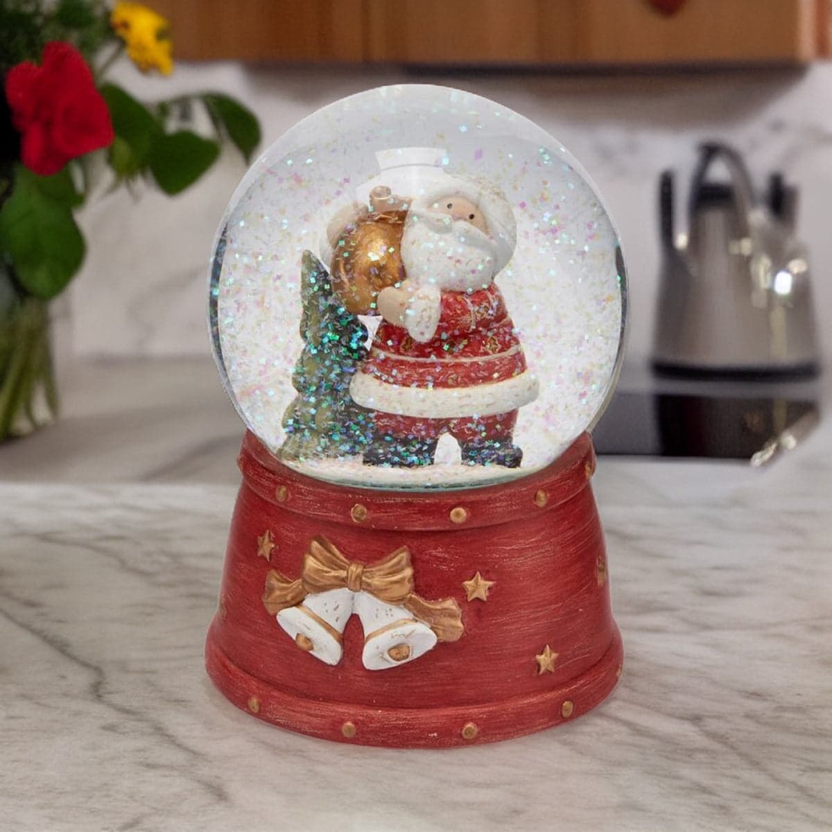 Sfera di vetro con acqua, decorazione natalizia con Babbo Natale da Ø 10 x h 14 cm - 3