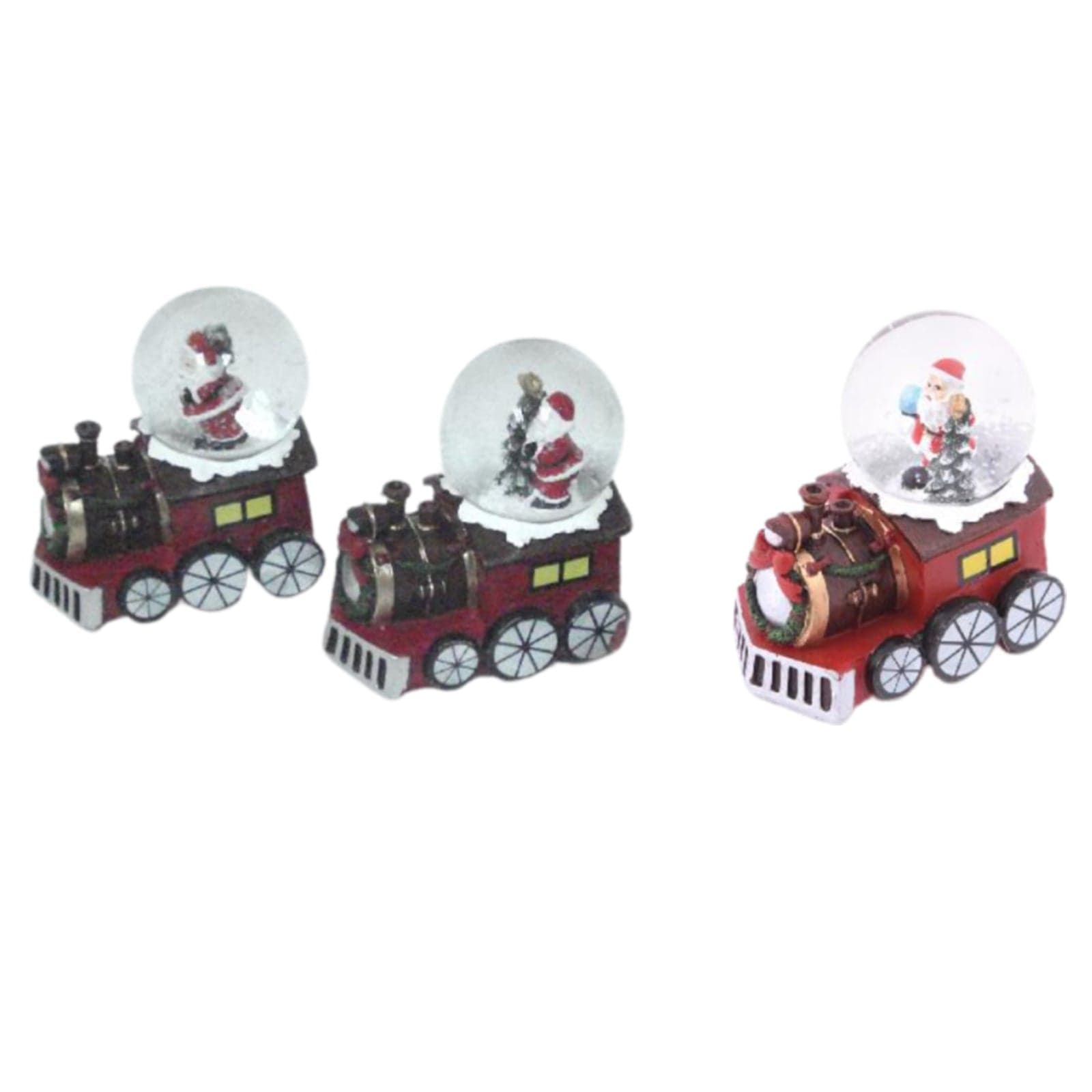 Palle di neve con Trenino rosso, decorazione e giocattolo di Natale, 7,5 x 5 x h 8 cm , set da 3 pezzi - 3