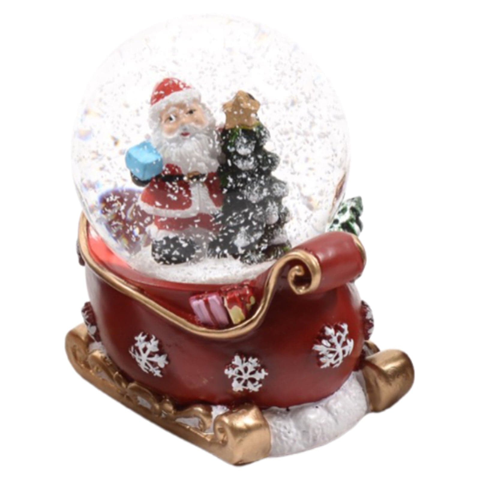 Palle di neve con Slitta rossa, decorazione e giocattolo di Natale, 5 x 4,5 x h 6,5 cm, set da 3 pezzi - 2