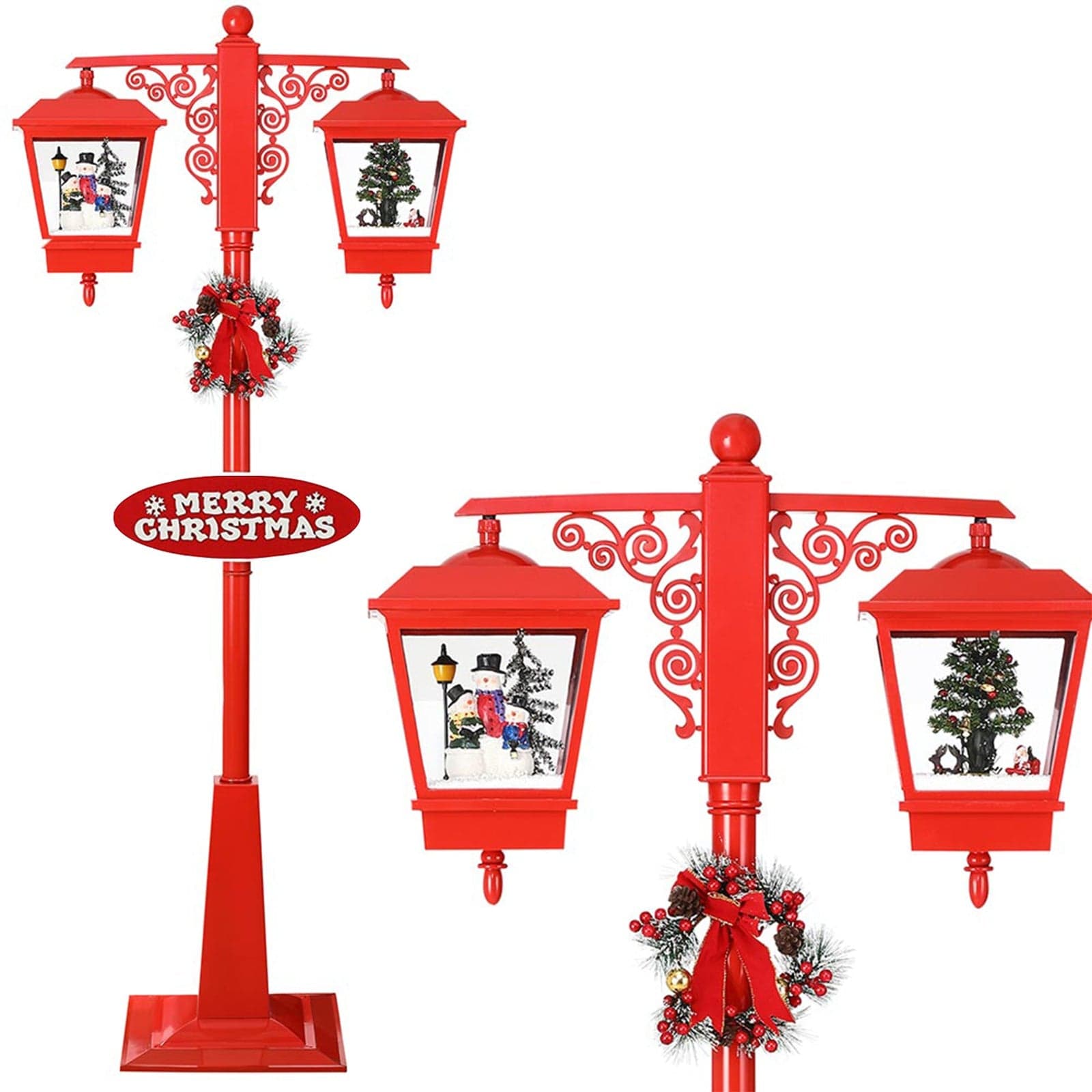 Lampione doppia lanterna decorazione natalizia da interno ed esterno h 188 cm - 3
