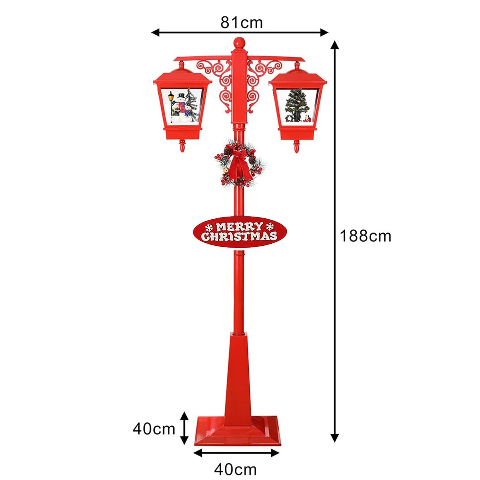 Lampione doppia lanterna decorazione natalizia da interno ed esterno h 188 cm - 4