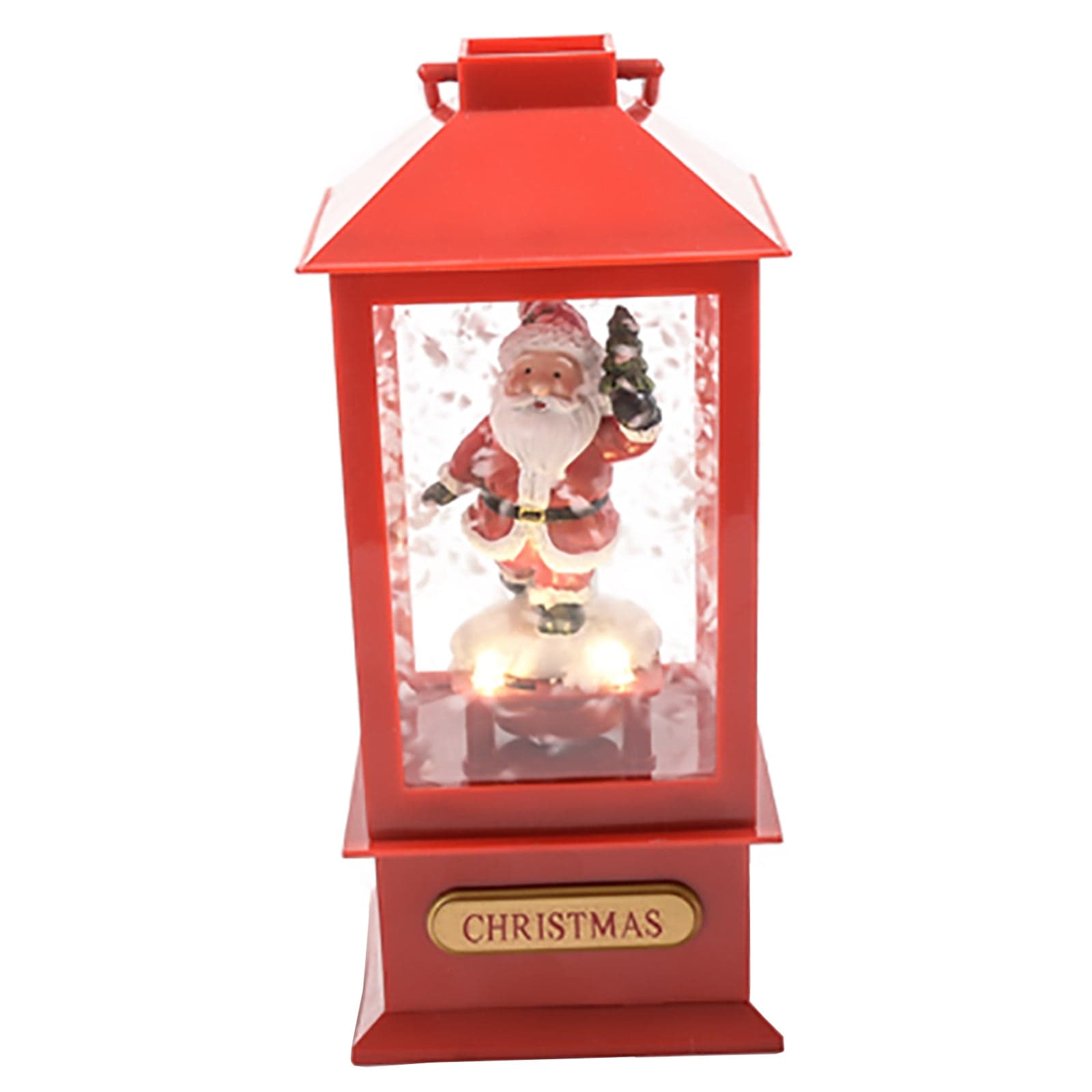 Lanterne luminose color Rosso, decorazione natalizia con musica e luci da 19,5 cm - 2