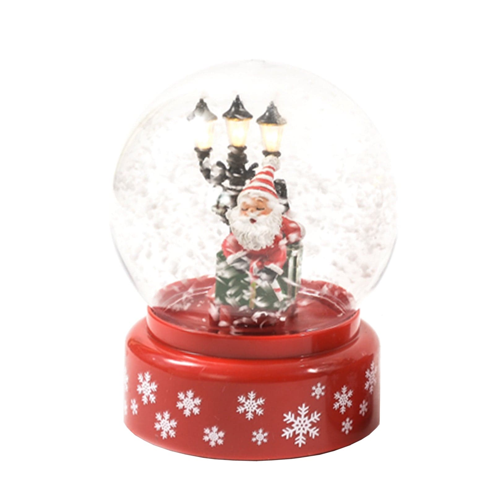 Sfera di plastica natalizia con sensore sonoro e musica, Babbo Natale decorazione ad acqua da 13 cm - 3