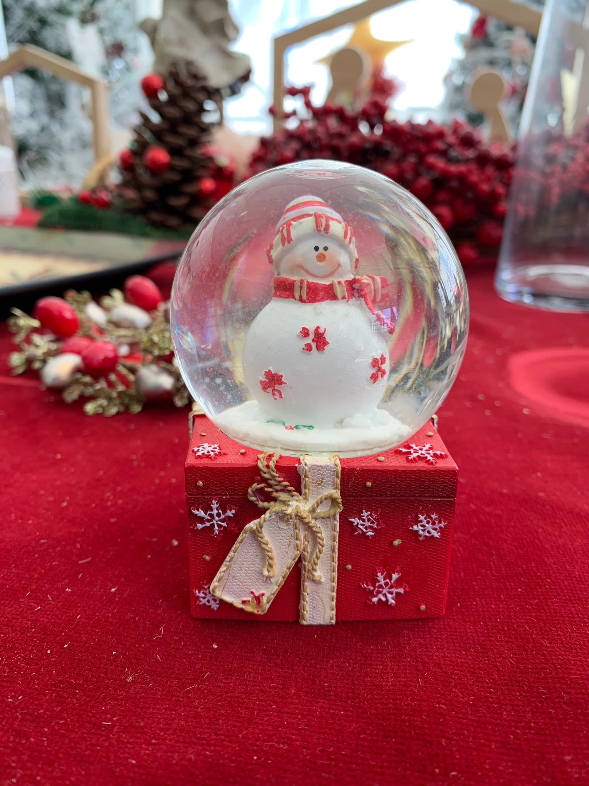 Ampolla Pupazzo di Neve in vetro decorazione Natalizia h 10 cm - 2