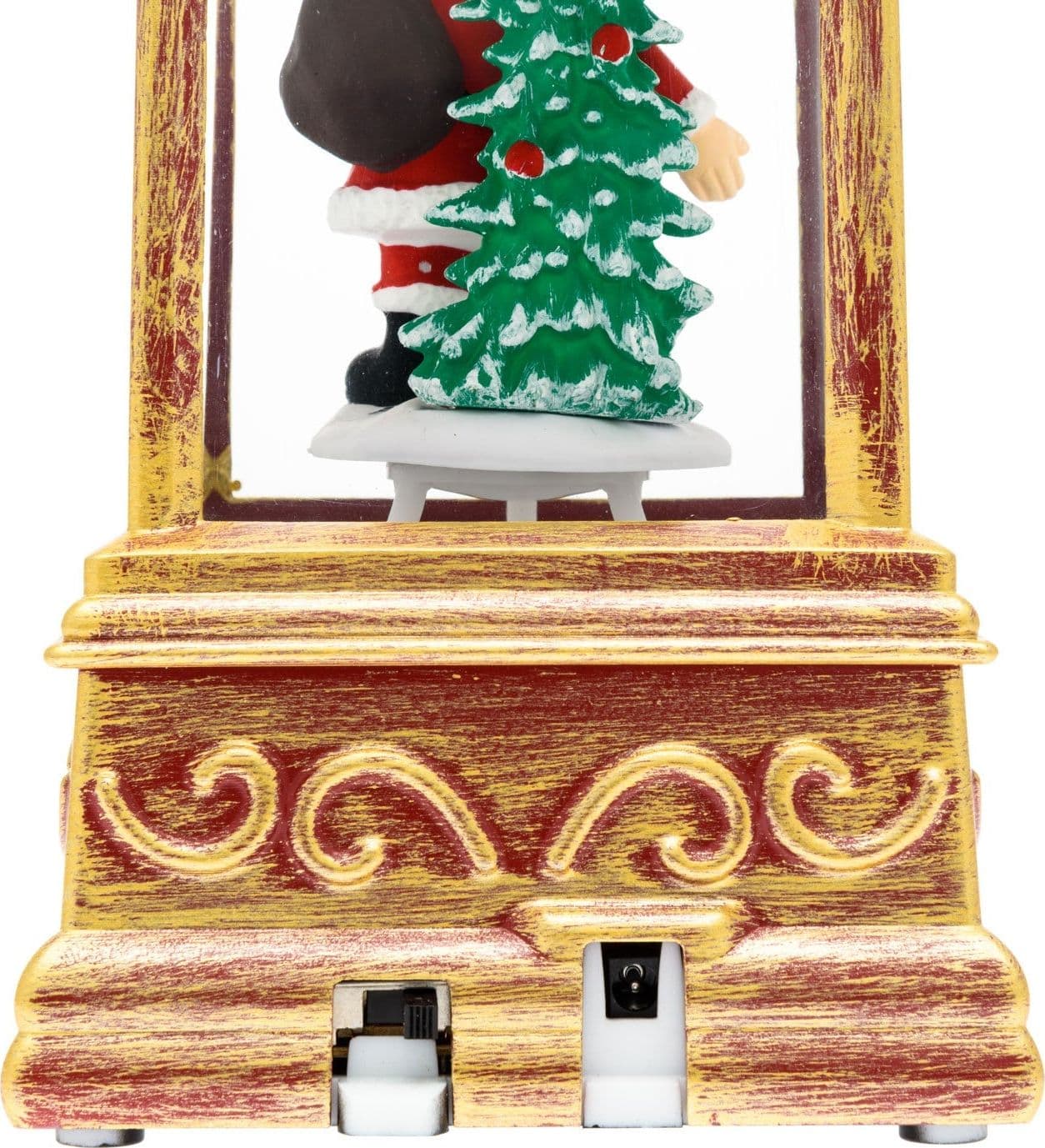 Lanterna natalizia a batteria rosso antico con nevicata glitter h 20 cm - 3
