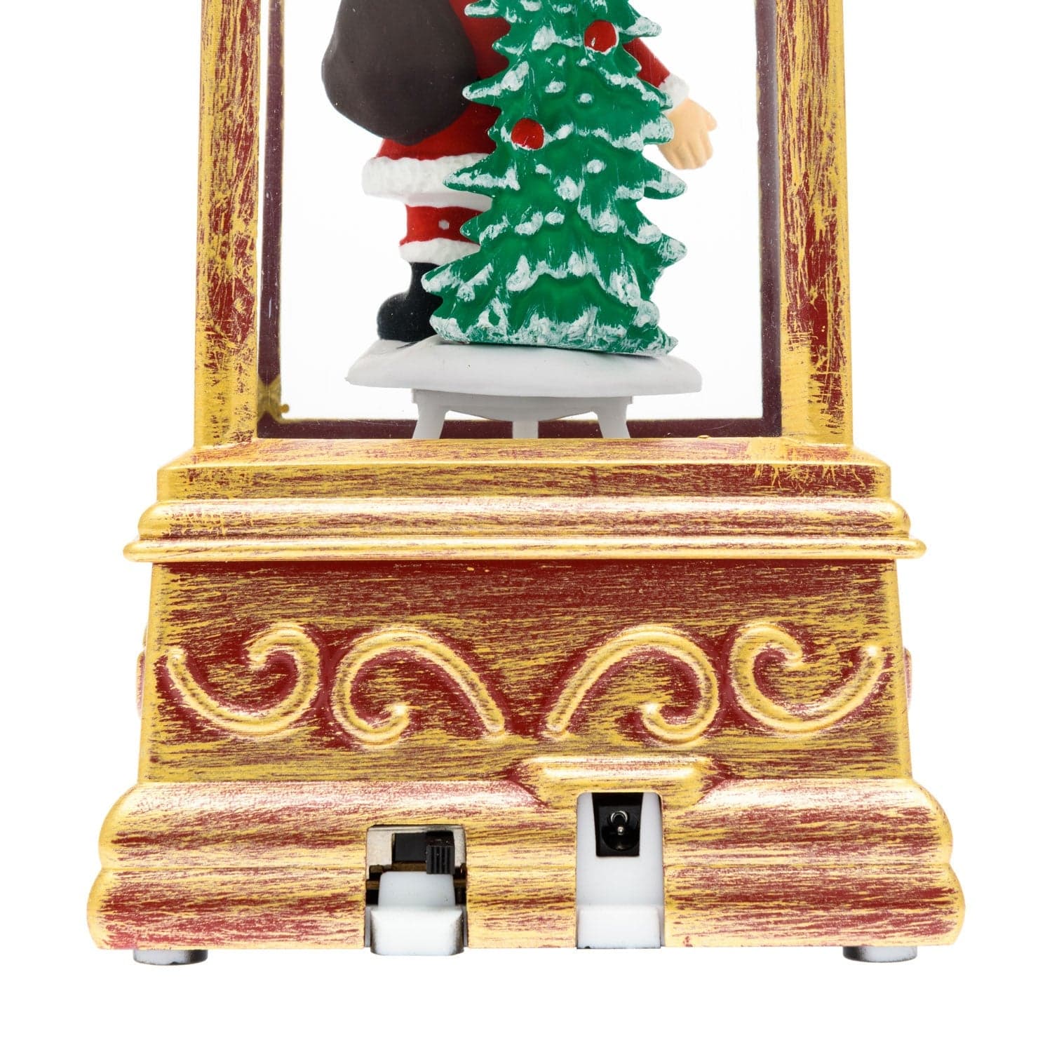 Lanterna natalizia a batteria rosso antico con nevicata glitter h 20 cm - 3