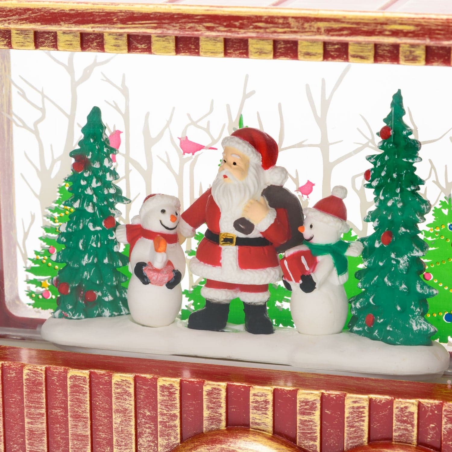 Lanterna natalizia a batteria rosso antico "Cola Truck" con nevicata glitter da 32cm - 5