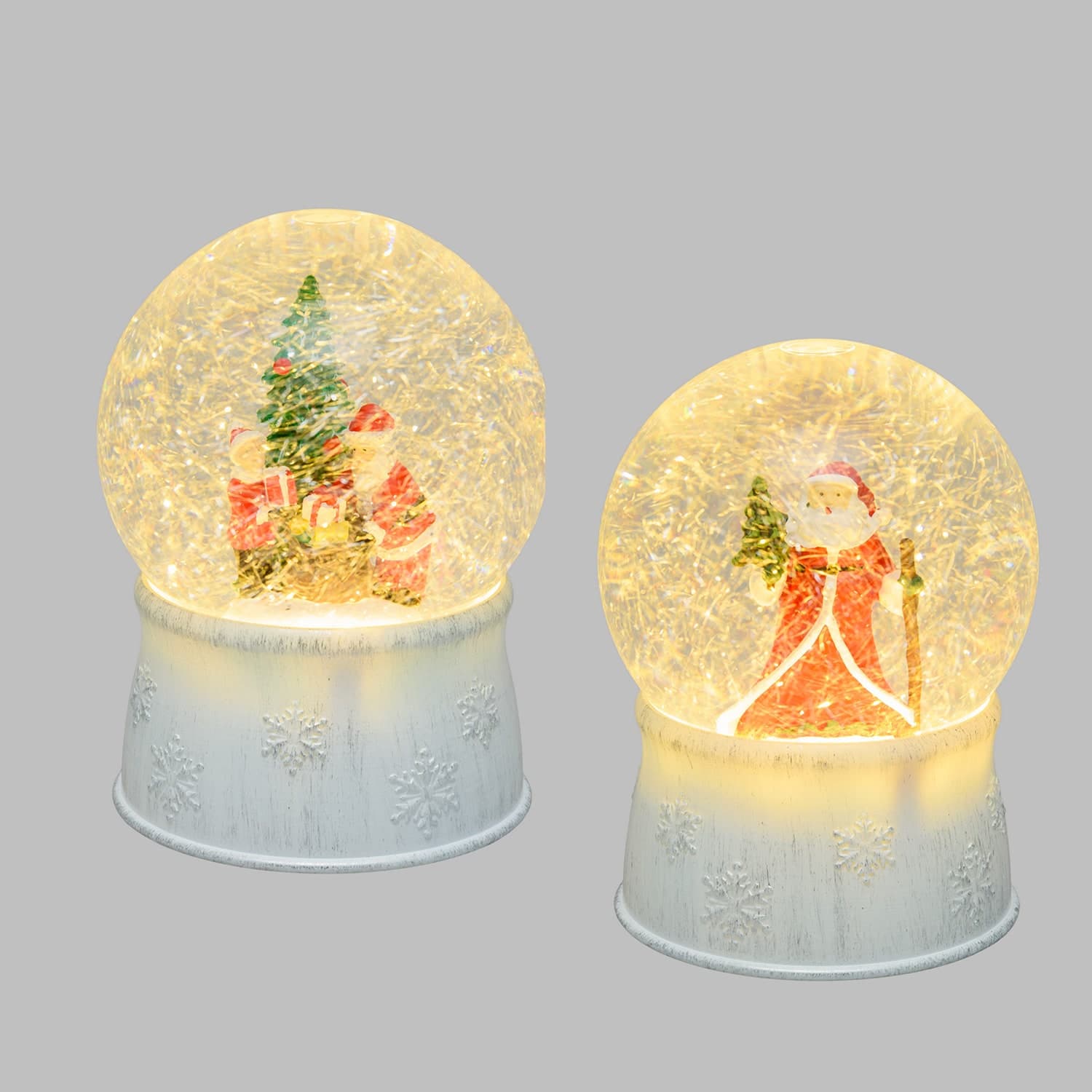 Sfera in vetro palla di neve decorata luminosa con led a luce bianco caldo ø13cm - 3