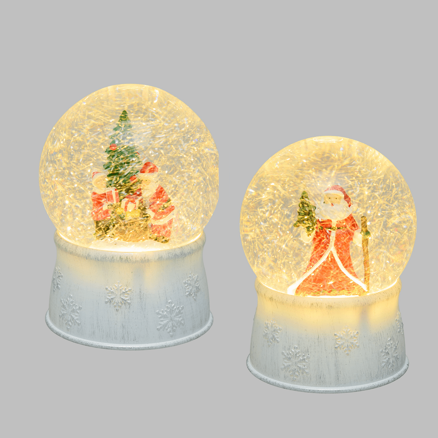 Sfera in vetro palla di neve decorata luminosa con led a luce bianco caldo ø13cm - 3