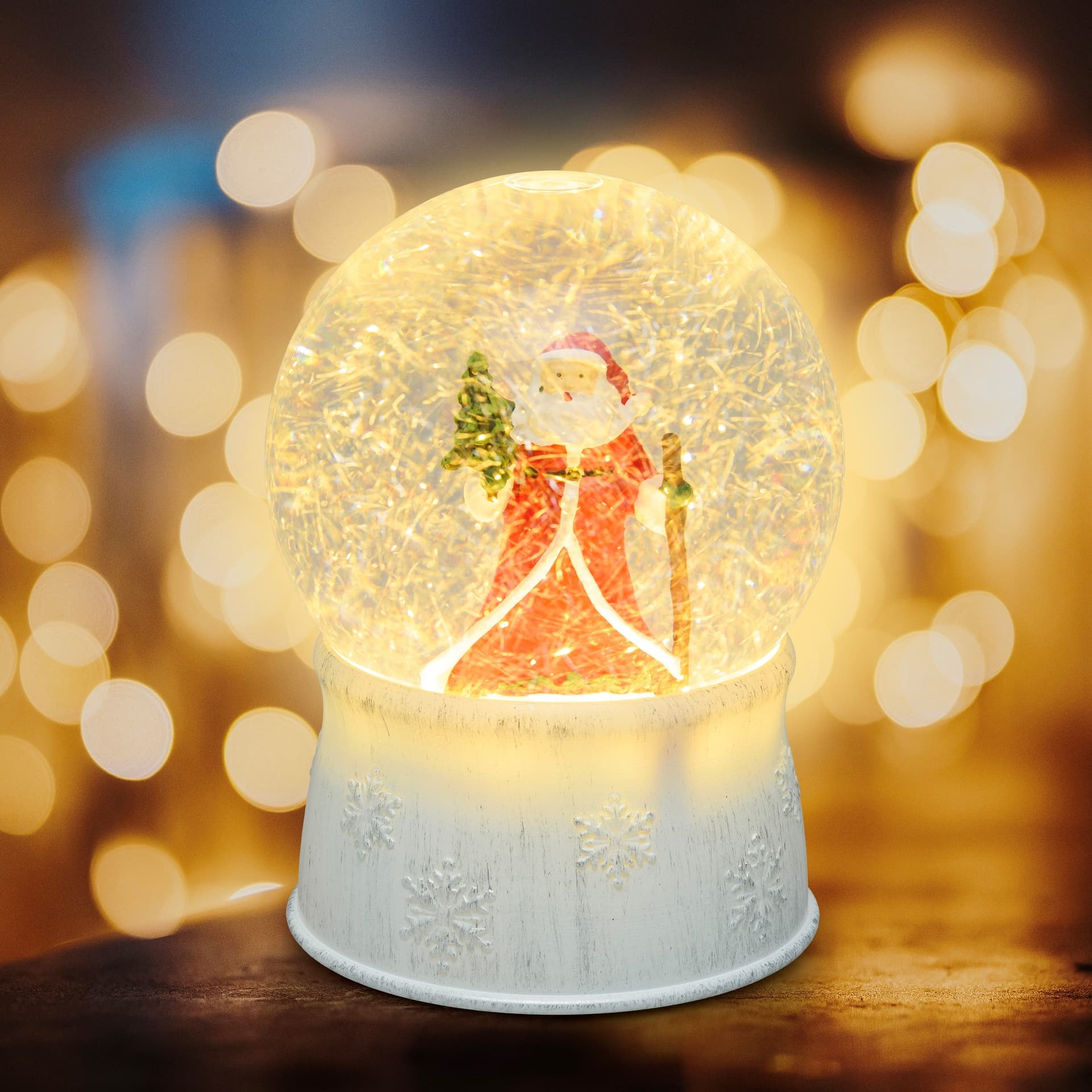 Sfera in vetro palla di neve decorata luminosa con led a luce bianco caldo ø13cm - 6