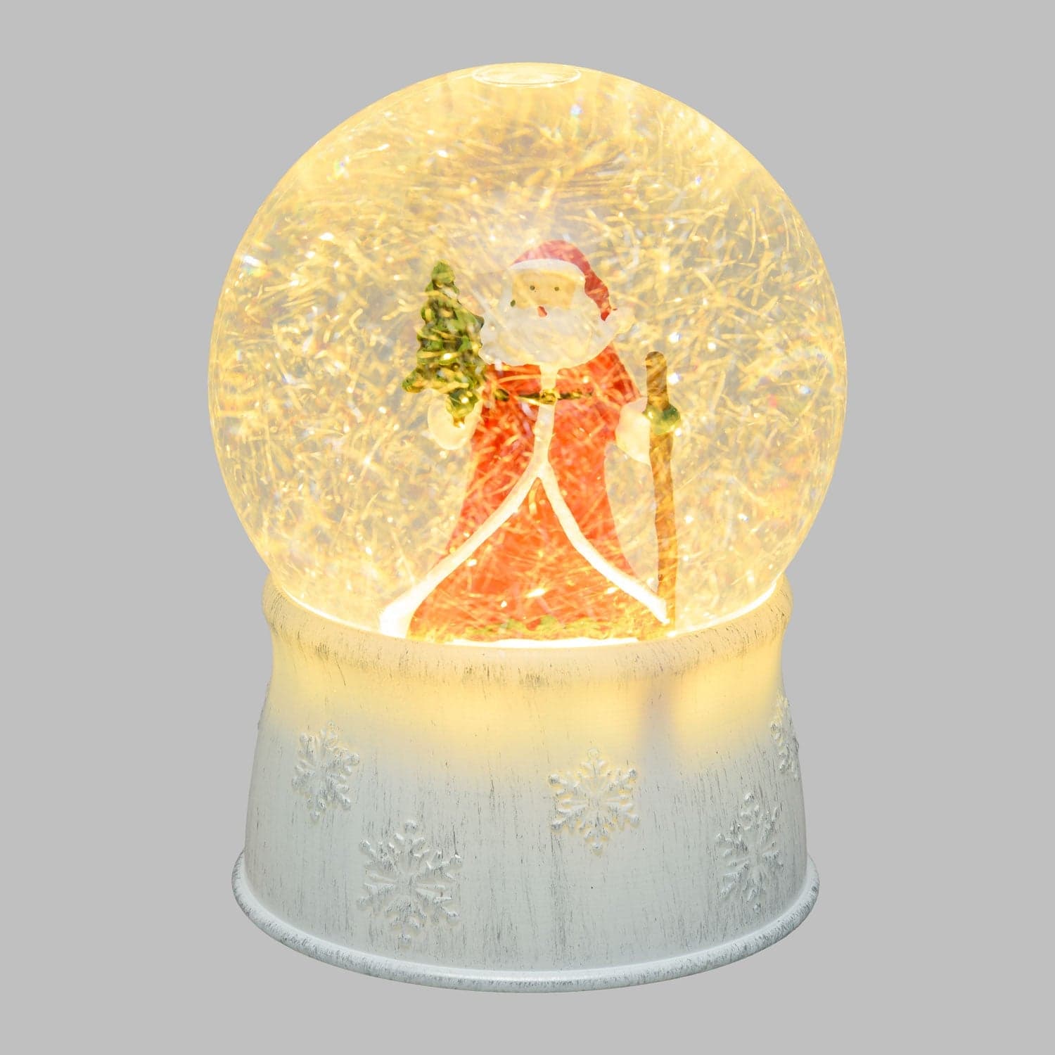 Sfera in vetro palla di neve decorata luminosa con led a luce bianco caldo ø13cm - 8