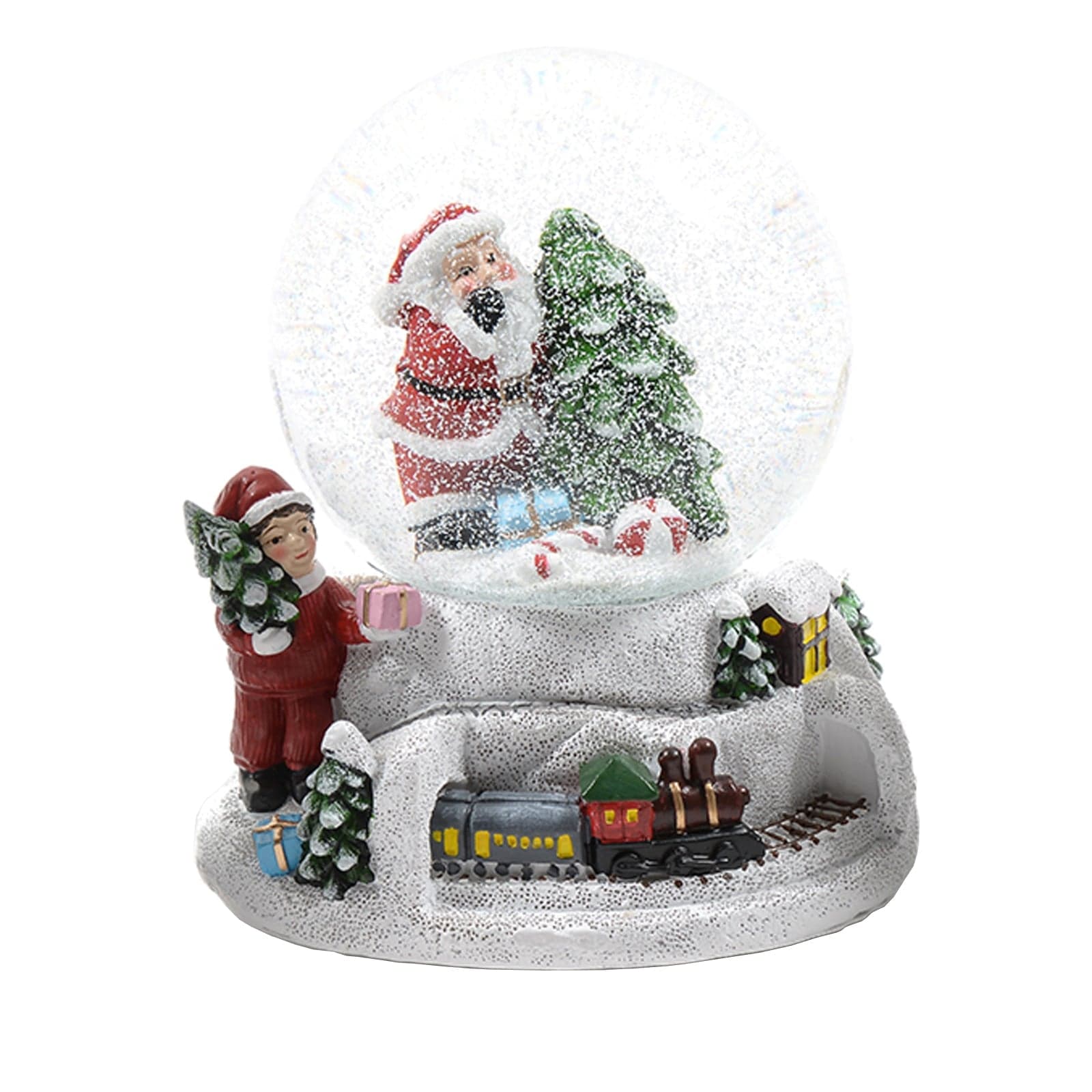 Ampolla con Babbo Natale e albero in vetro decorazione natalizia con carillon - 4