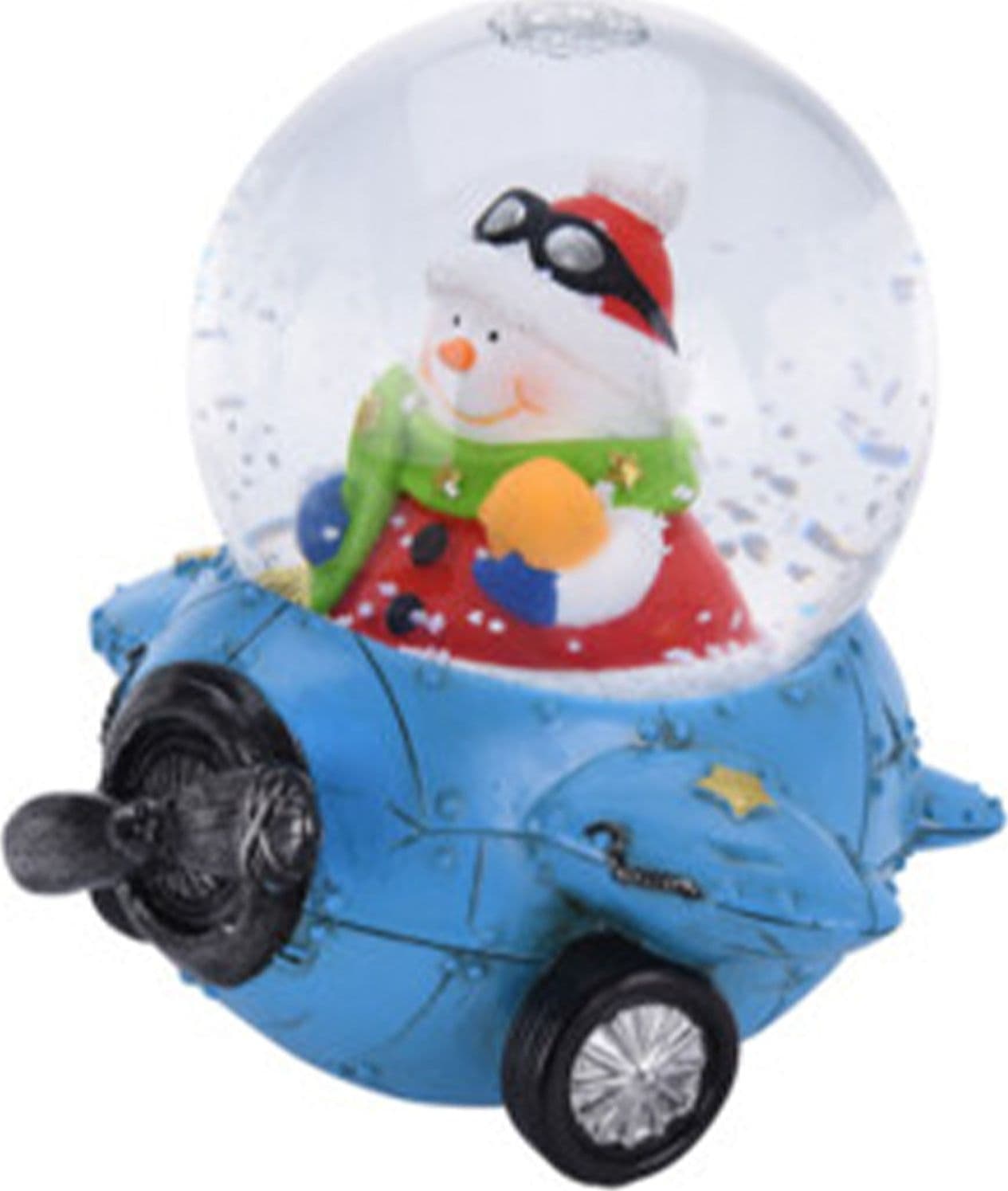 Ampolla con led, palla di neve "Aereo" h 10 cm idea regalo natalizia - 2