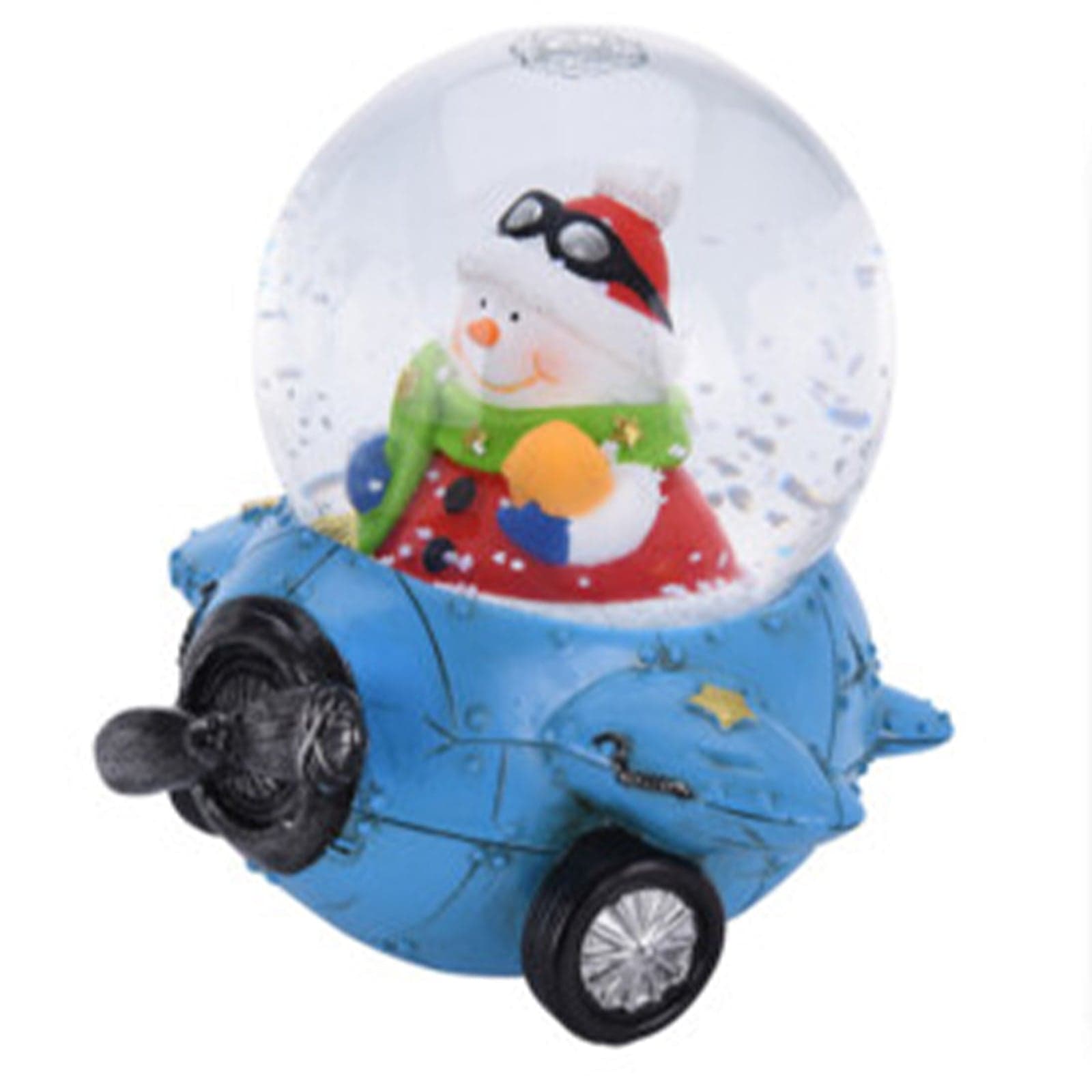 Ampolla con led, palla di neve "Aereo" h 10 cm idea regalo natalizia - 2