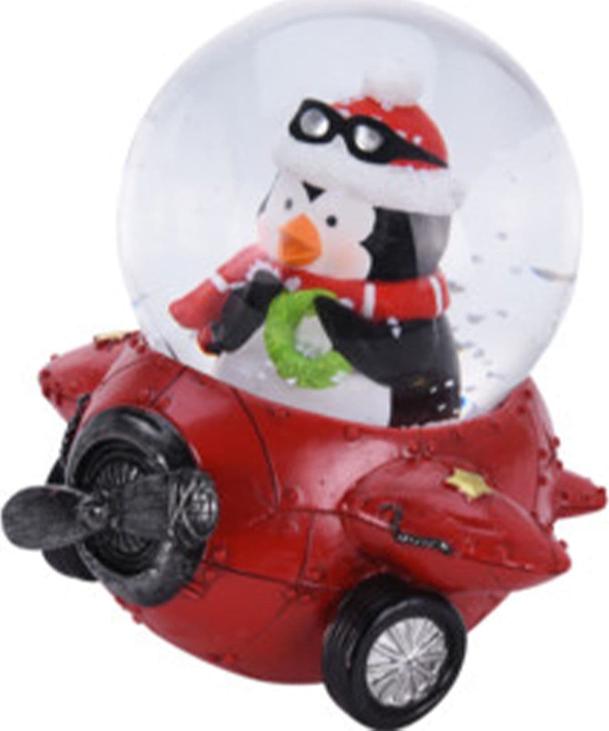 Ampolla con led, palla di neve "Aereo" h 10 cm idea regalo natalizia - 3