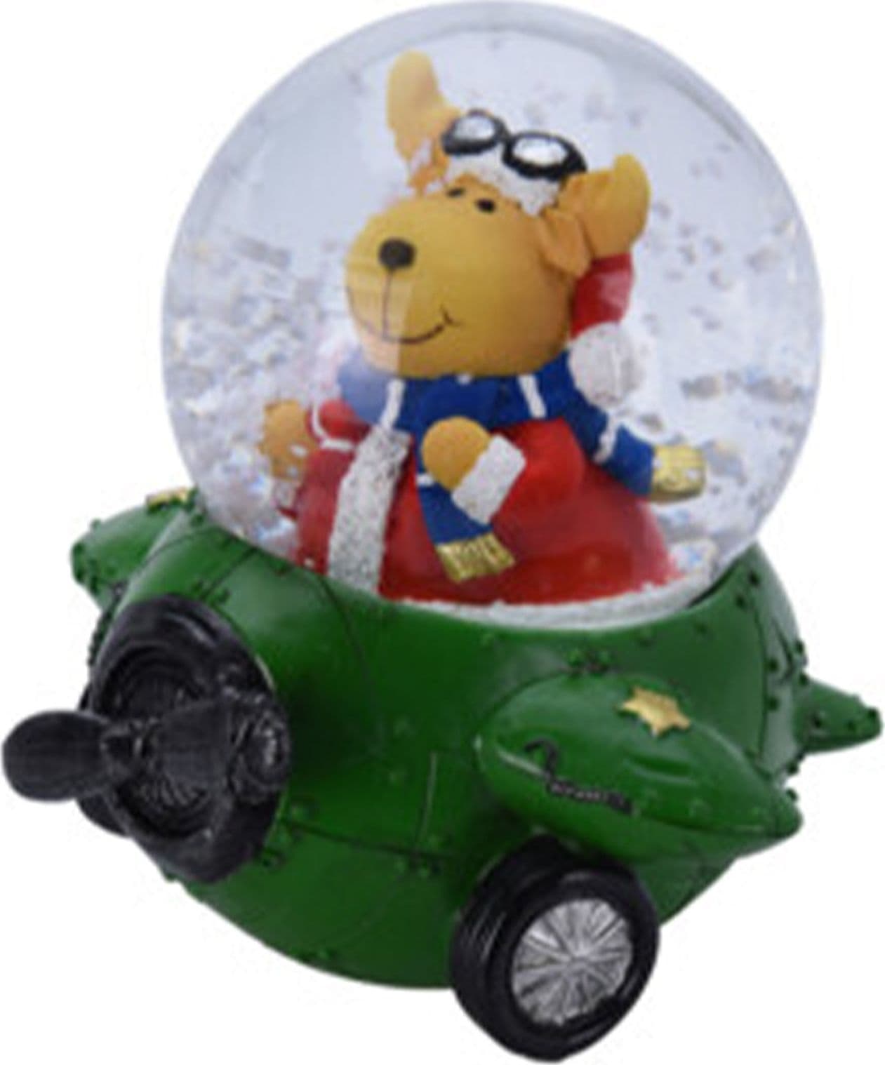 Ampolla con led, palla di neve "Aereo" h 10 cm idea regalo natalizia - 5