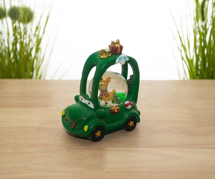 Ampolla con led, palla di neve "Macchina" natalizia h 15 cm idea regalo - 4