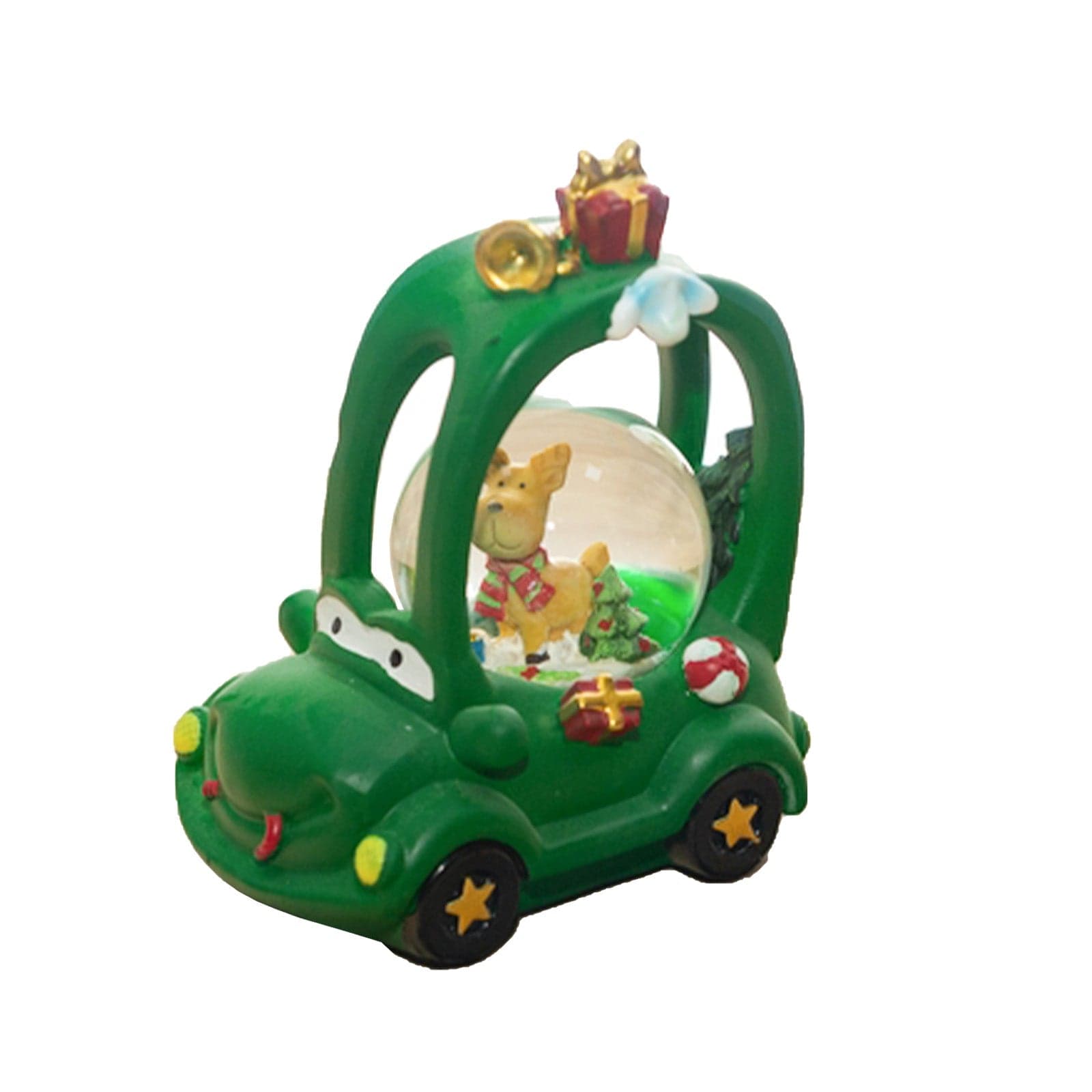Ampolla con led, palla di neve "Macchina" natalizia h 15 cm idea regalo - 8