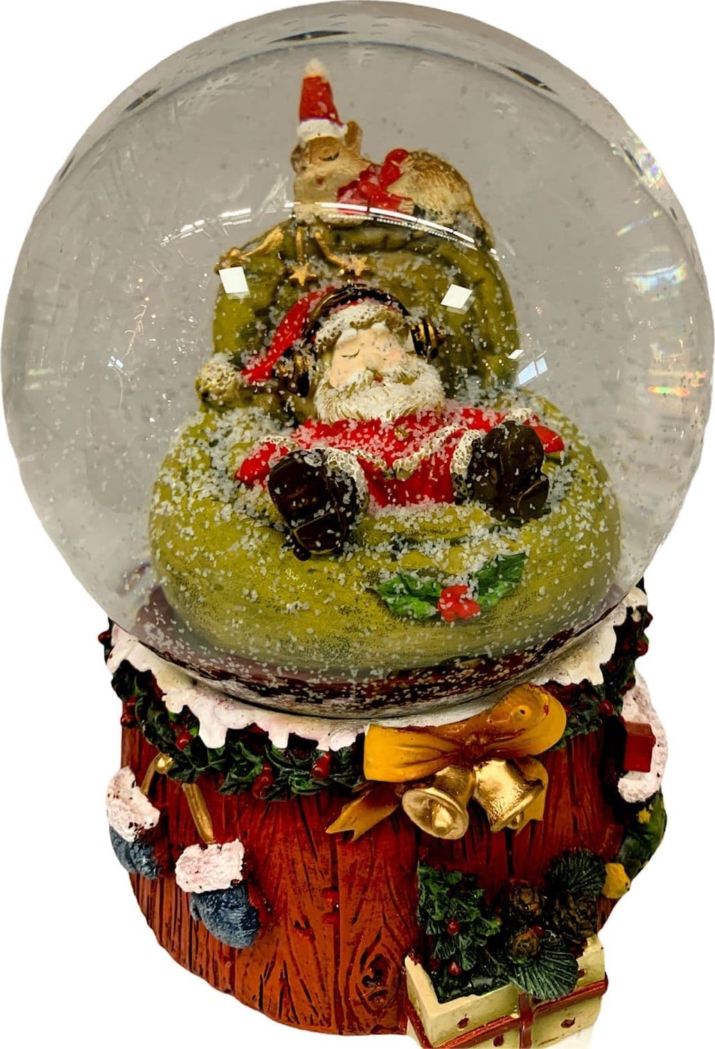 Ampolla con Babbo Natale e Renna in vetro decorazione natalizia con suoni e luci - 2