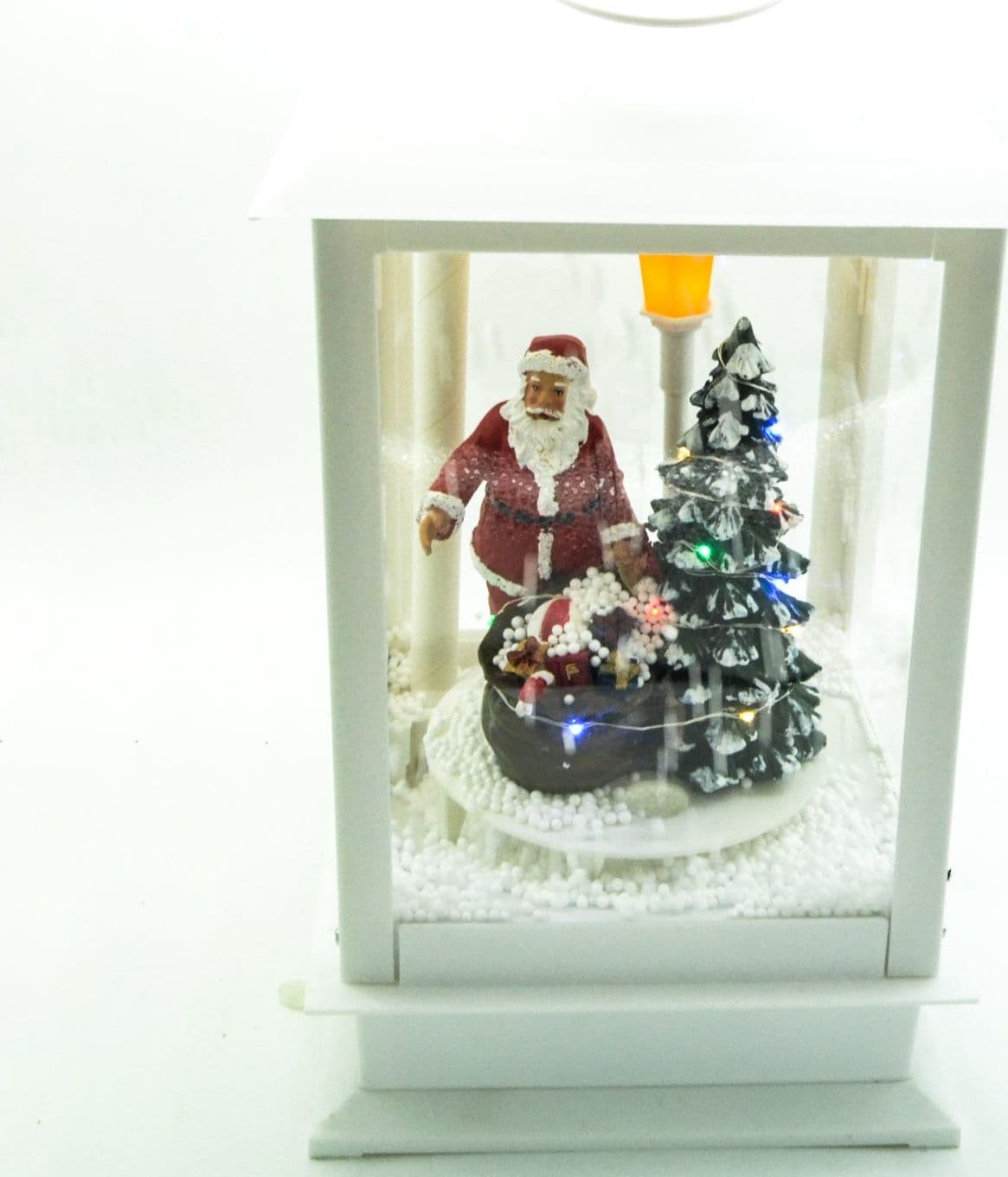 Lanterna natalizia effetto nevicata decorazione casa o Babbo Natale a led - 3