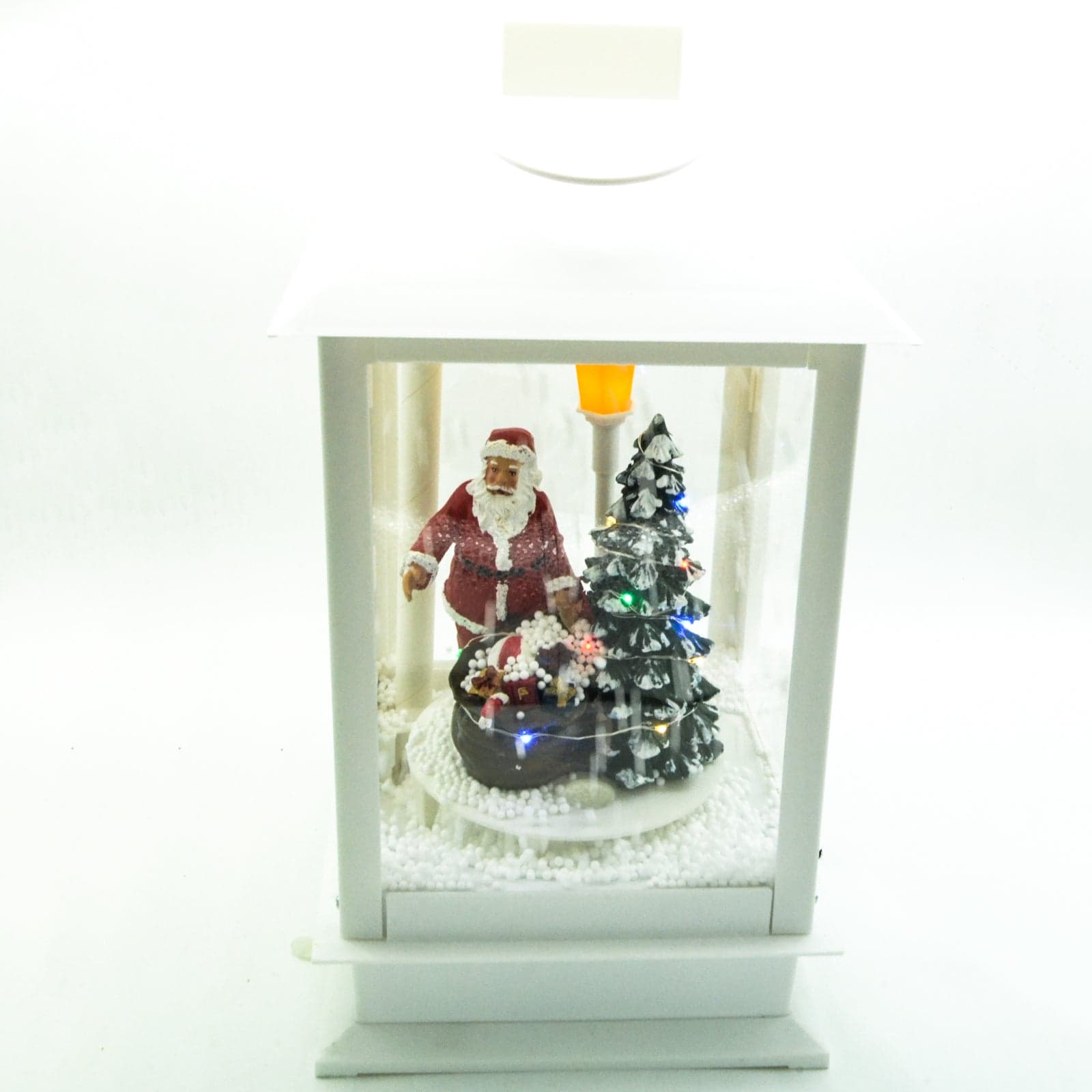 Lanterna natalizia effetto nevicata decorazione casa o Babbo Natale a led - 3