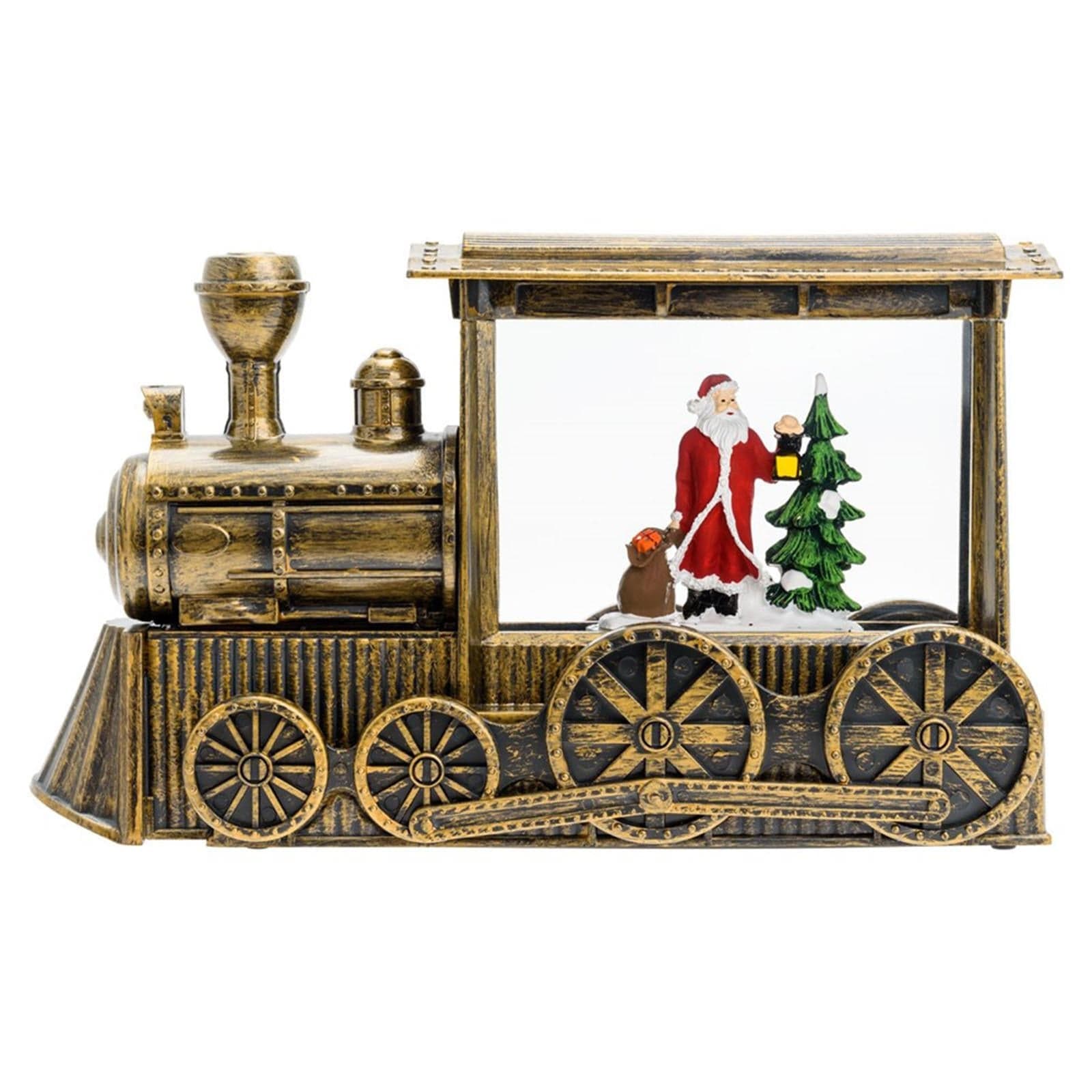 Lanterna natalizia "Treno" effetto nevicata decorazione a led con batteria - 4