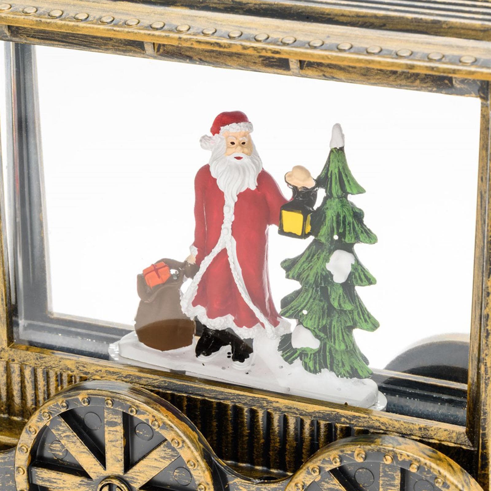 Lanterna natalizia "Treno" effetto nevicata decorazione a led con batteria - 5
