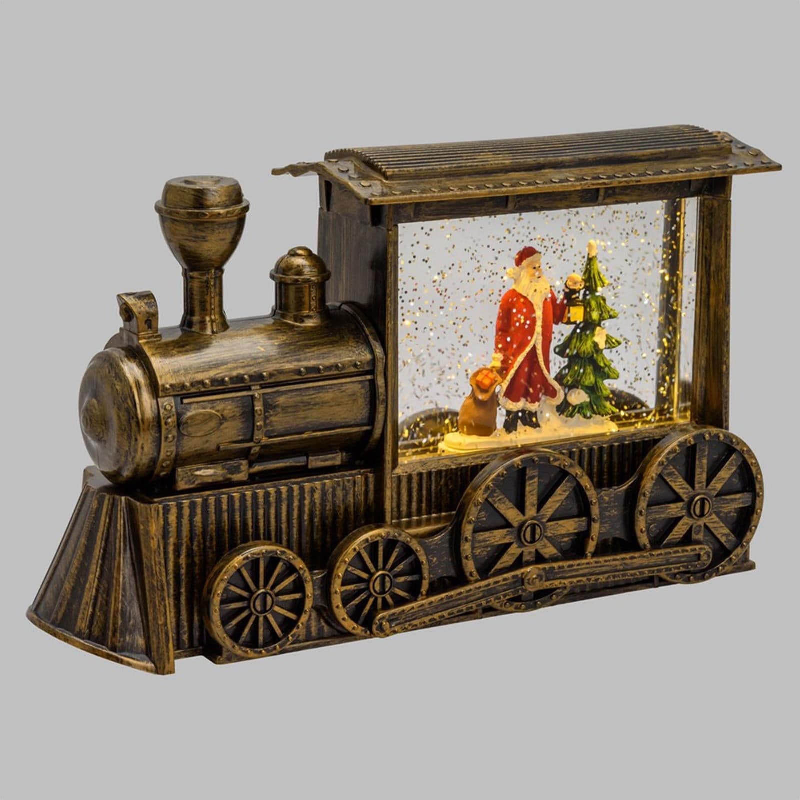 Lanterna natalizia "Treno" effetto nevicata decorazione a led con batteria - 7