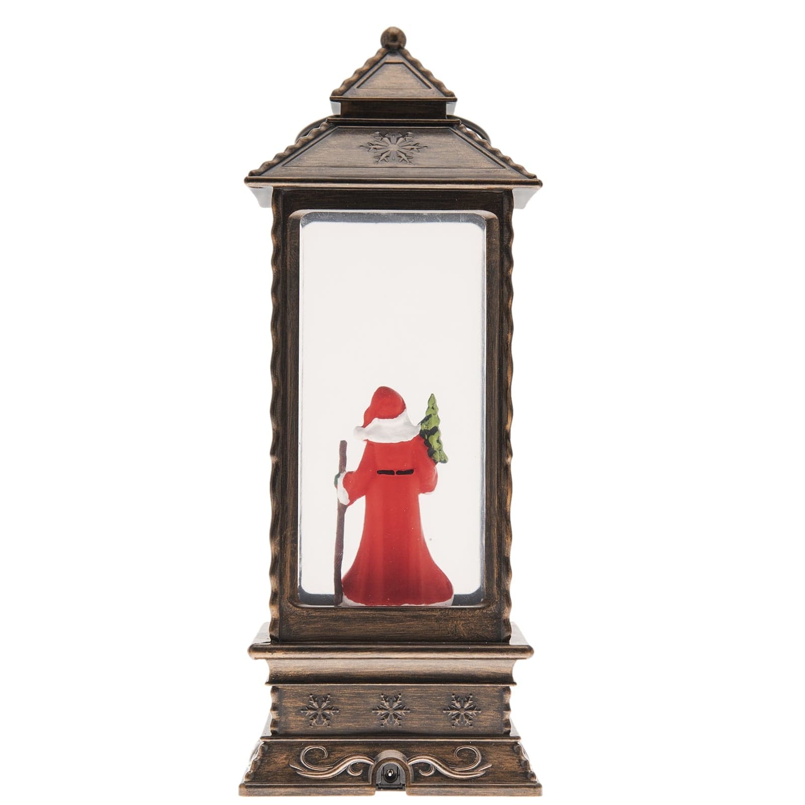 Palla di vetro con neve a forma di Lanterna natalizia con babbo natale a led h 27 cm - 7