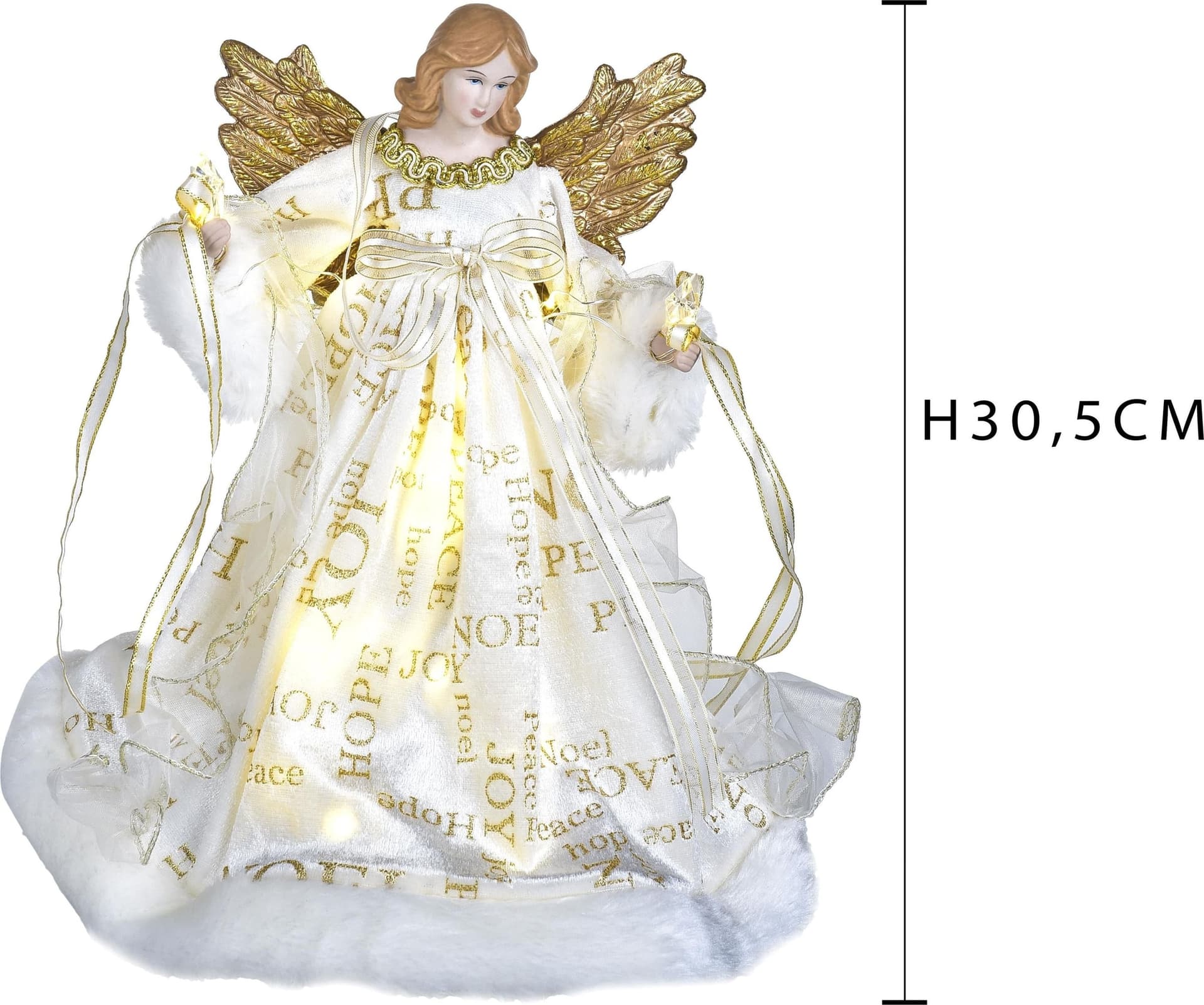 Angelo in resina decorazione natalizia 30,5cm con led statua per presepe - 5