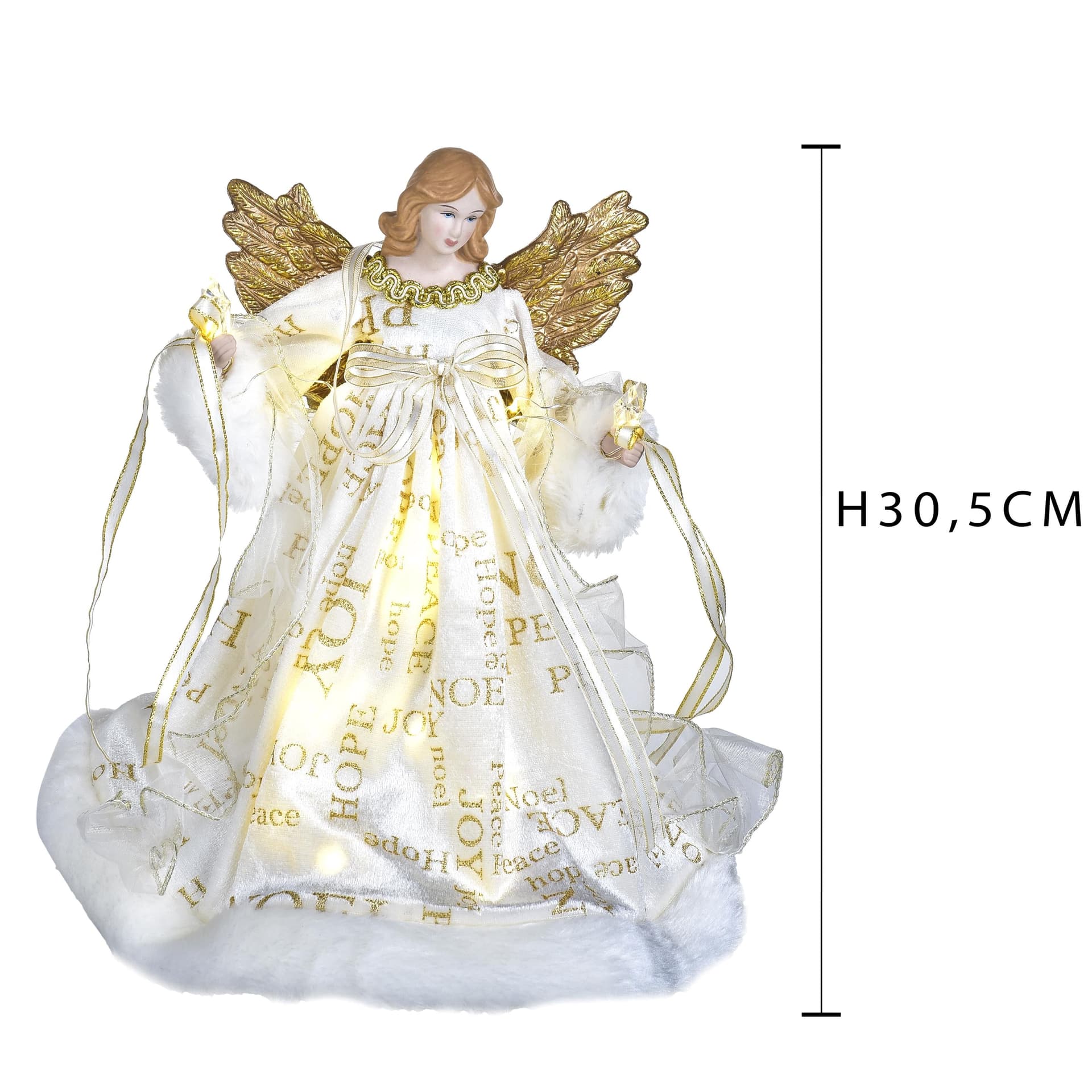 Angelo in resina decorazione natalizia 30,5cm con led statua per presepe - 5