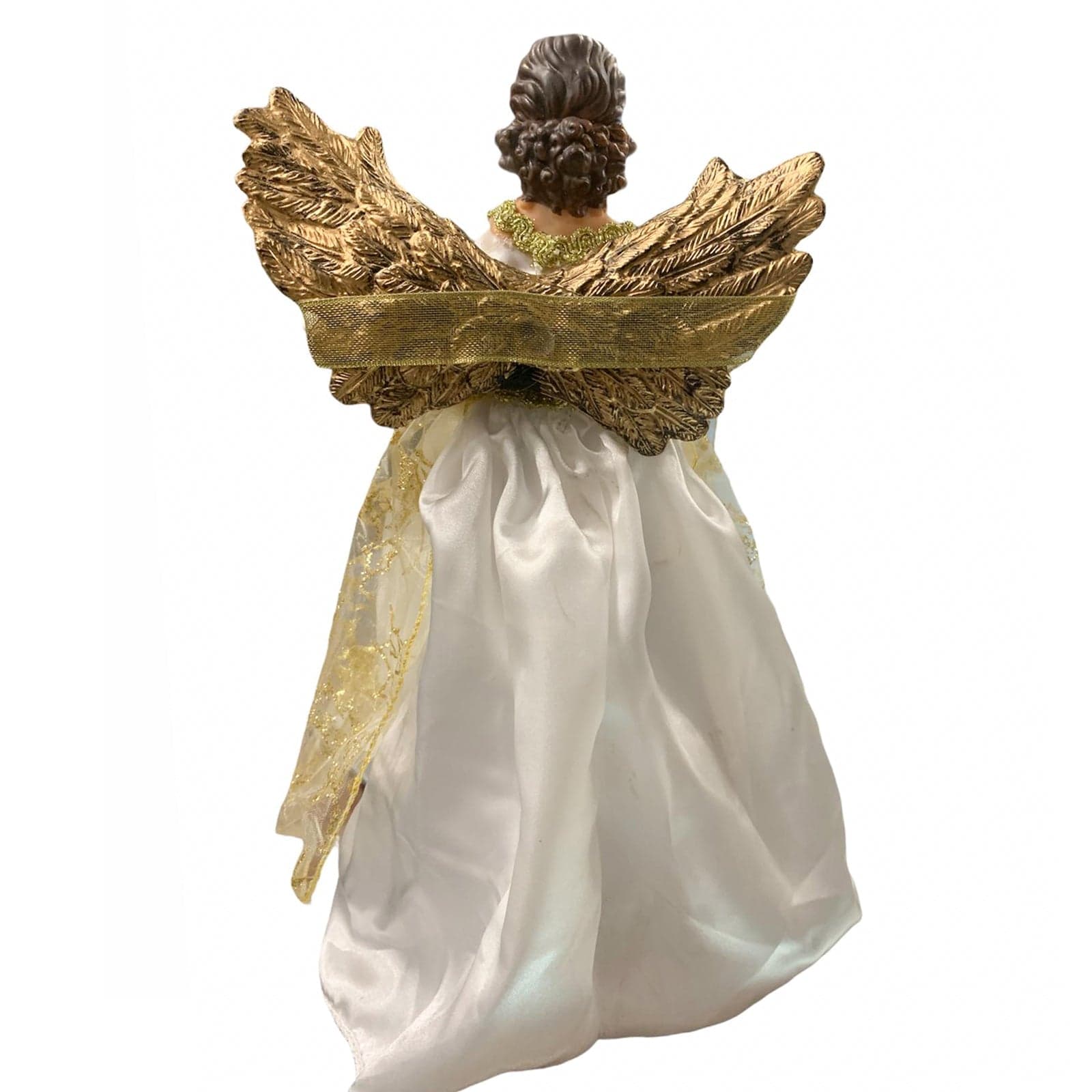 Puntale per albero di natale angelo h 30 cm decorazione natalizia ali dorate - 3