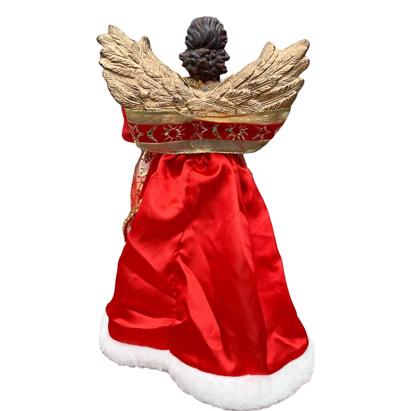Puntale per albero di natale angelo h 30 cm decorazione natalizia ali dorate - 4