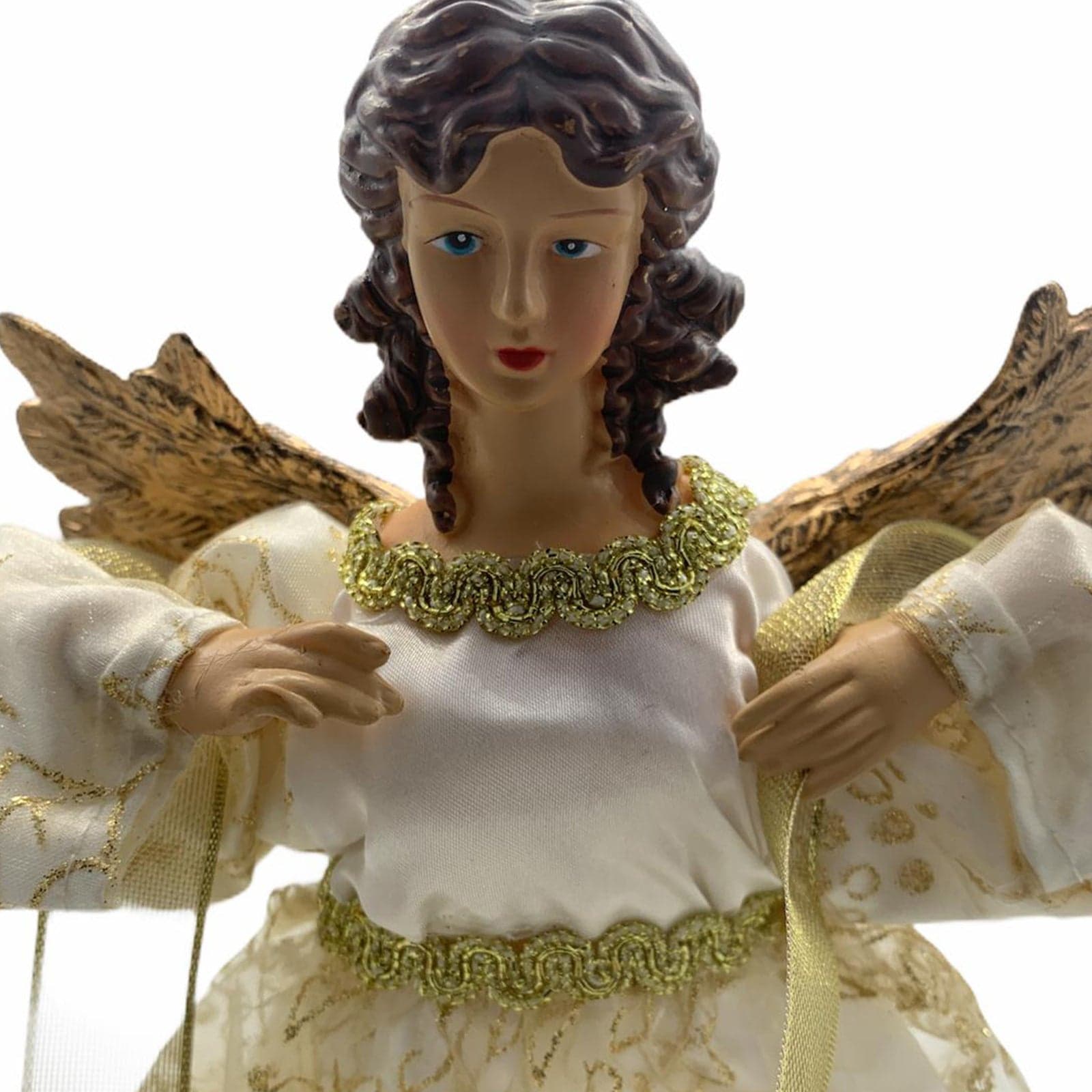 Puntale per albero di natale angelo h 30 cm decorazione natalizia ali dorate - 5