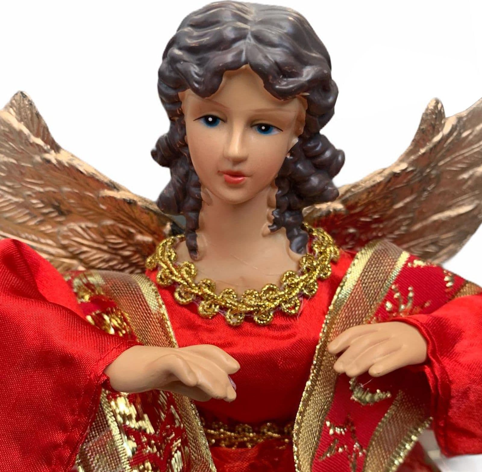 Puntale per albero di natale angelo h 30 cm decorazione natalizia ali dorate - 6