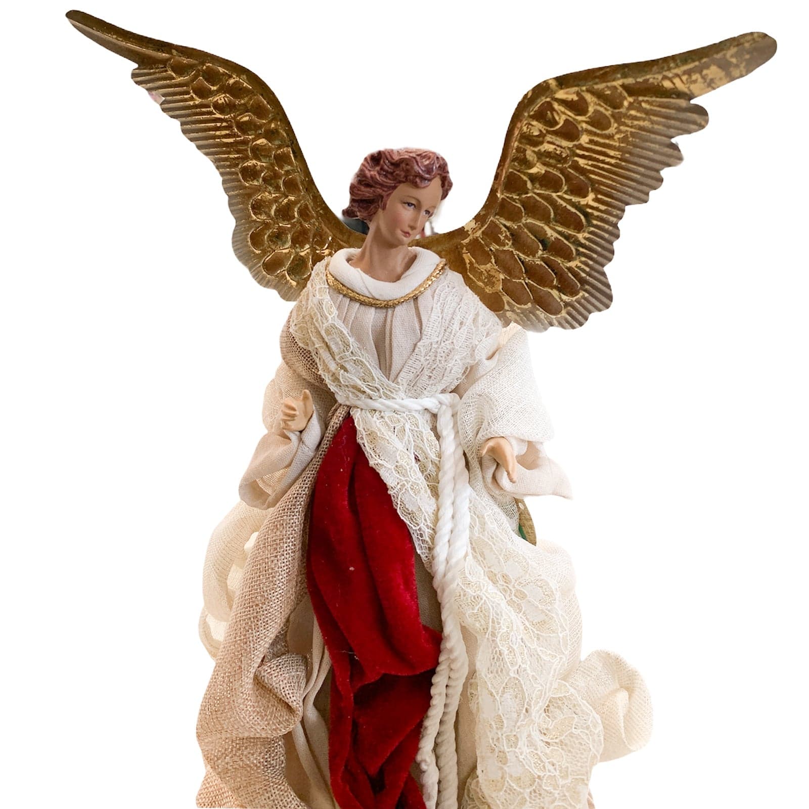 Angelo per presepe di natale statuetta h 35 cm in poli resina e tessuto su base con ali rimuovibili - 2