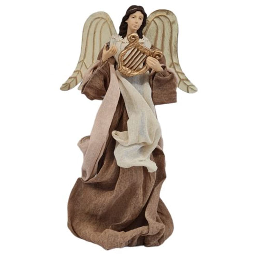 Angelo "Music" per presepe statuetta con ali in metallo decorazione natalizia h 36 cm - 2
