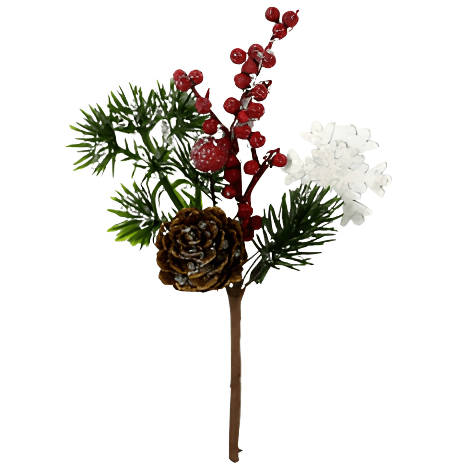 Rametto natalizio artificiale con decorazioni, con bacche e pigne 37 cm - 2