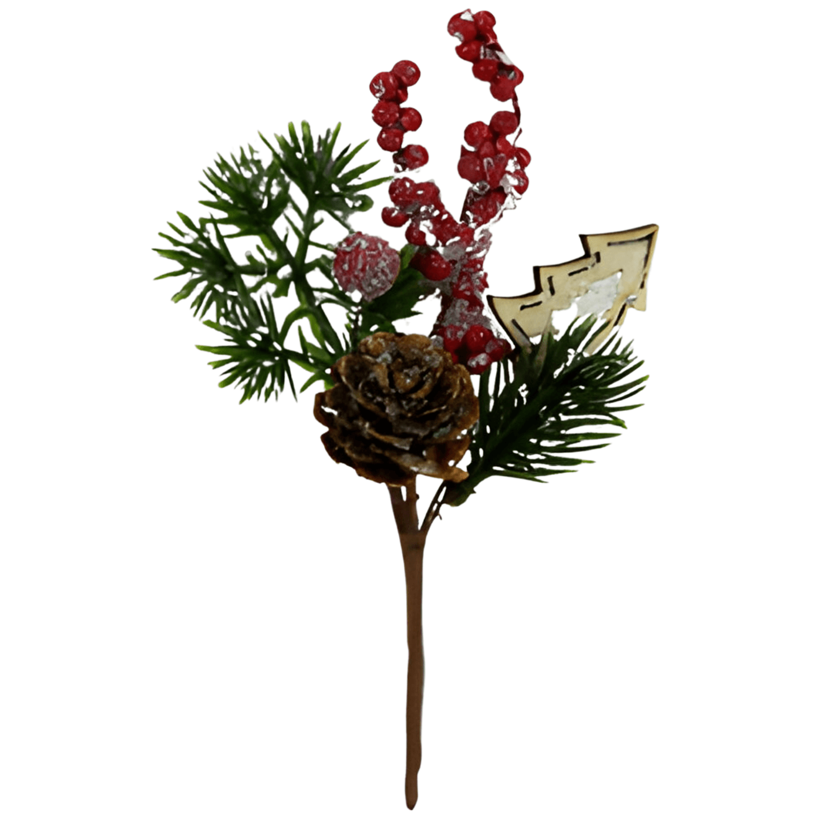 Rametto natalizio artificiale con decorazioni, con bacche e pigne 37 cm - 3