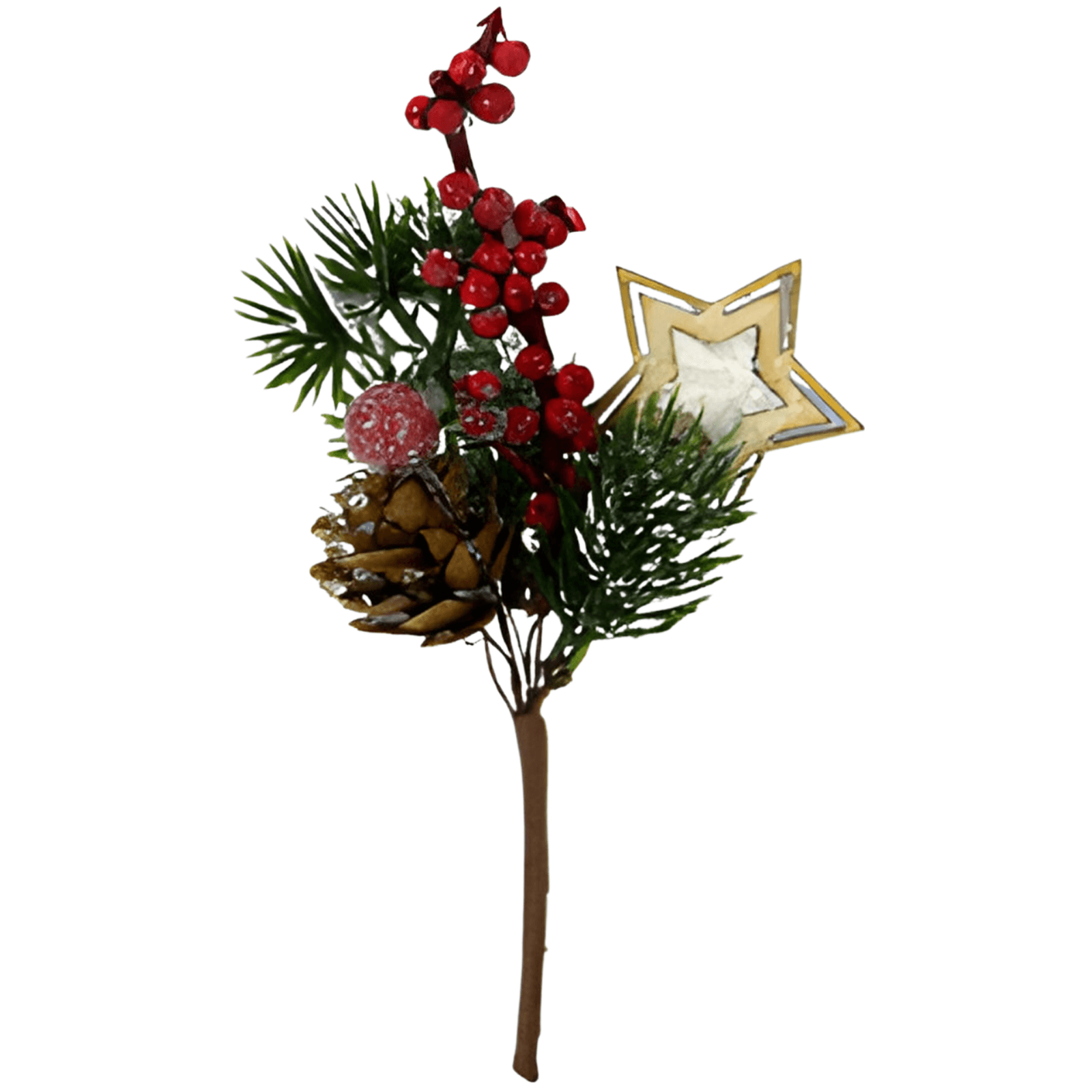Rametto natalizio artificiale con decorazioni, con bacche e pigne 37 cm - 4