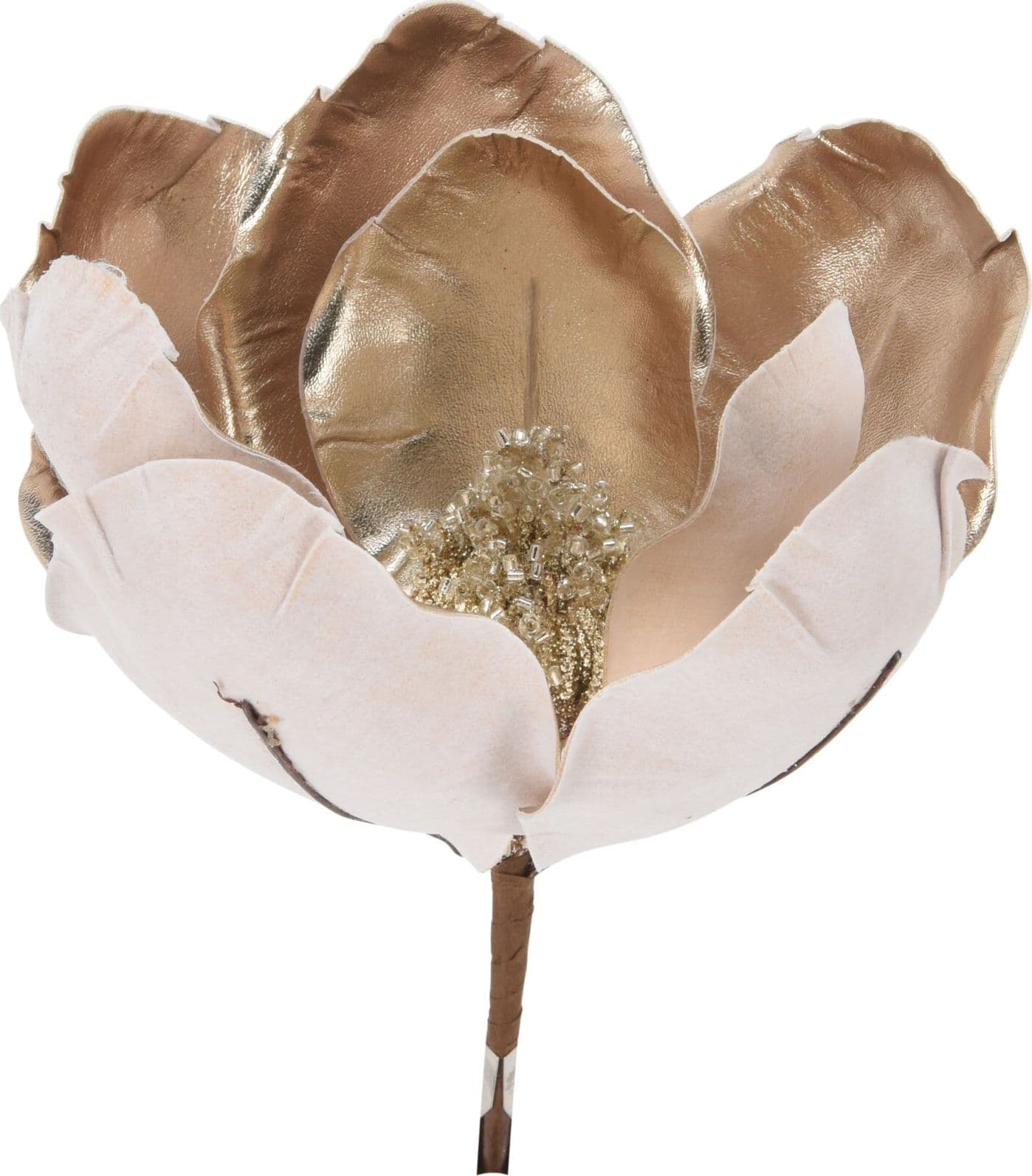 Fiore artificiale decorativo "Magnolia" con clip, per interno ed albero di Natale, da 22 cm - 2