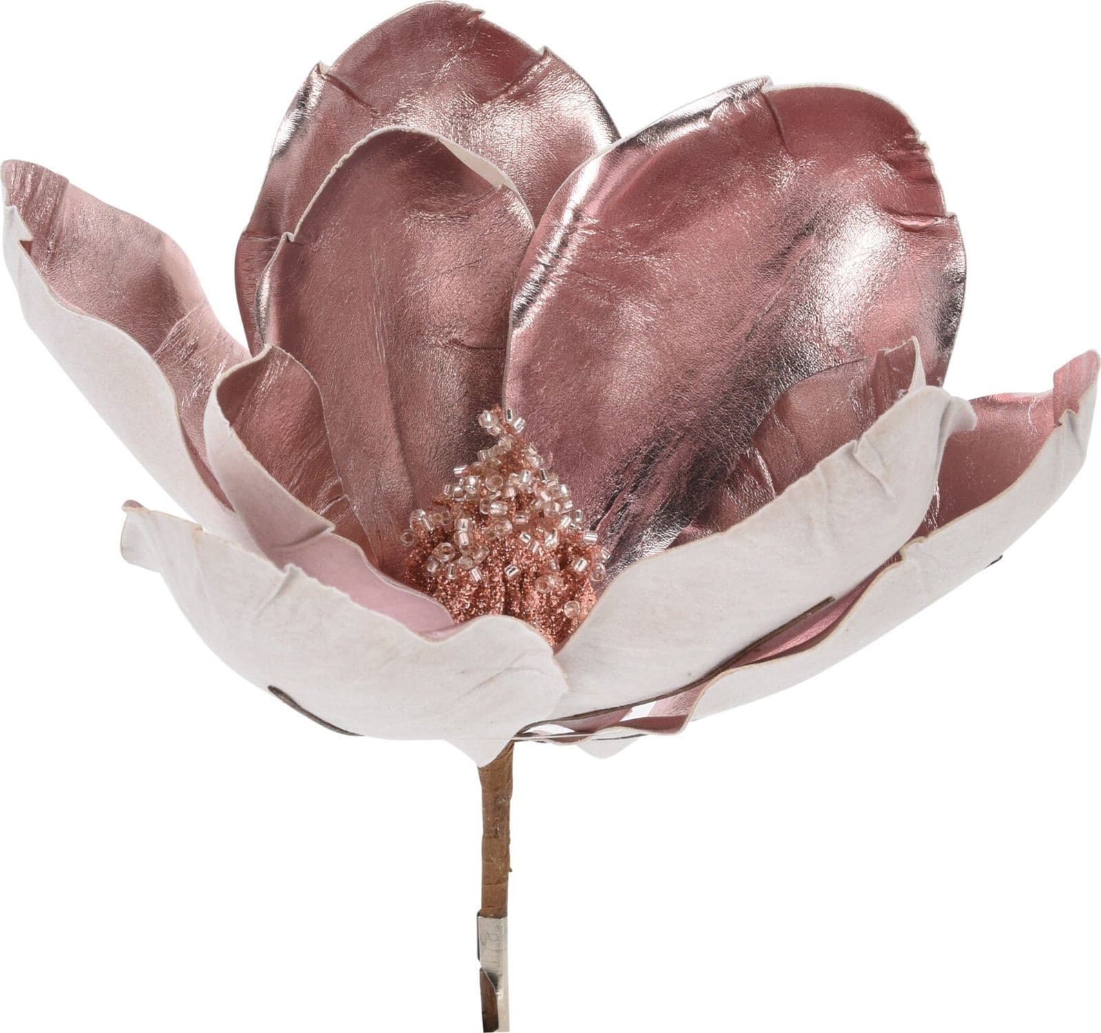 Fiore artificiale decorativo "Magnolia" con clip, per interno ed albero di Natale, da 22 cm - 3
